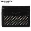 SAINT LAURENT PARIS サンローラン パリ パスケース カードケース ID 定期入れ メンズ 本革 スタッズ CARD CASE ブラック 黒 ...