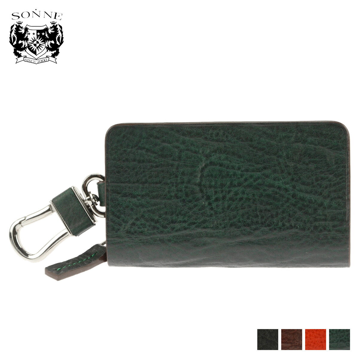 樂天商城 - SONNE ゾンネ キーケース キーホルダー メンズ シロッコ ラウンドファスナー SIROCCO KEY CASE ブラック ブラウン レッド グリーン 黒 SOD007B