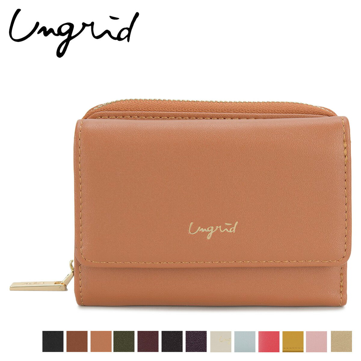 樂天商城 - Ungrid アングリッド 財布 ミニ財布 レディース ラウンドファスナー SMOOTH MINI WALLET ブラック ベージュ キャメル 黒 UNG-50680 母の日