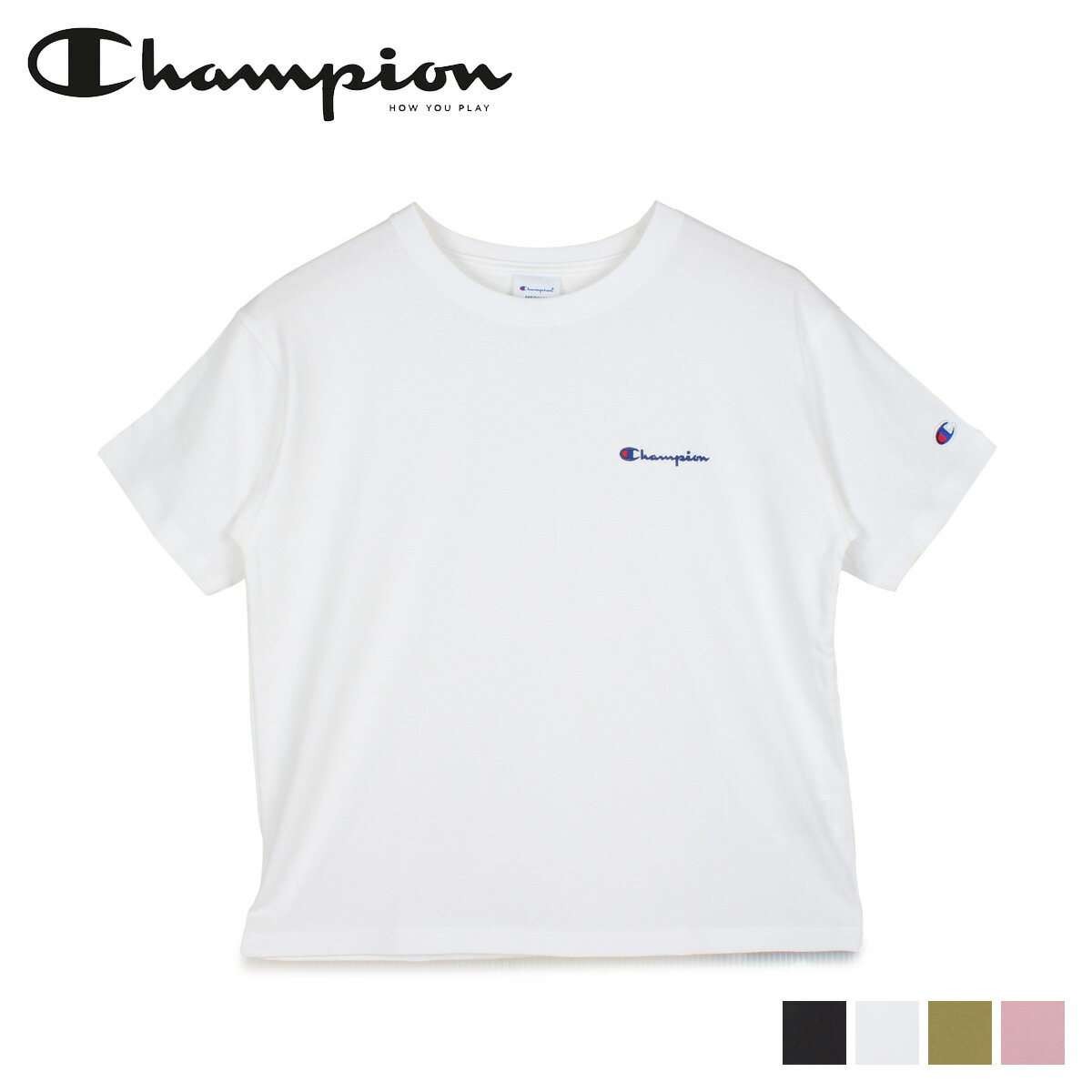 Champion ԥ T Ⱦµ ǥ 롼ͥå SHORT SLEEVE T-SHIRT ֥å ۥ磻 ...