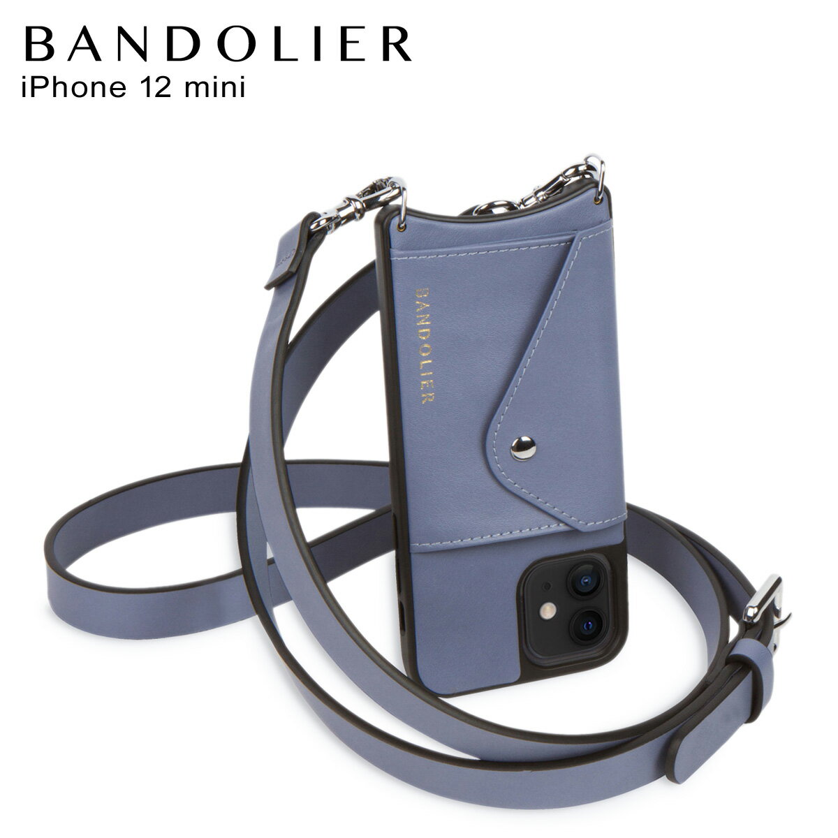 バンドリヤー BANDOLIER iPhone12 mini ケース スマホ 携帯 ショルダー アイフォン ヘイリー サイド スロット ブルー スモーク メンズ レディース HAILEY SIDE SLOT BLUE SMOKE ブルー 14HADPLS