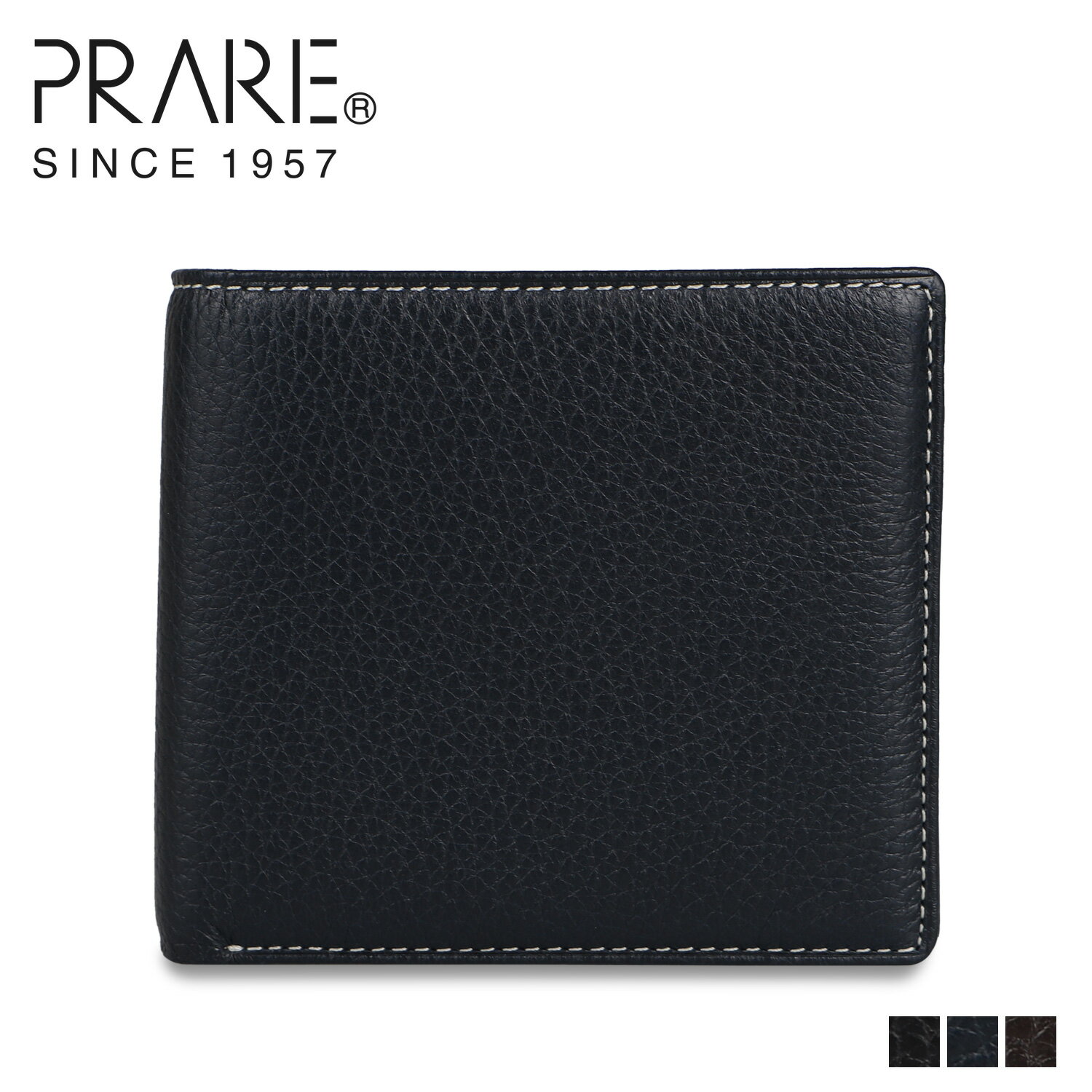 ブランド二つ折り革財布（メンズ） 【最大1000円OFFクーポン配布中】 PRAIRIE プレリー 二つ折り財布 メンズ 本革 イタリアンディア ITALIANDEERSKIN ブラック ネイビー ブラウン 黒 NP17112