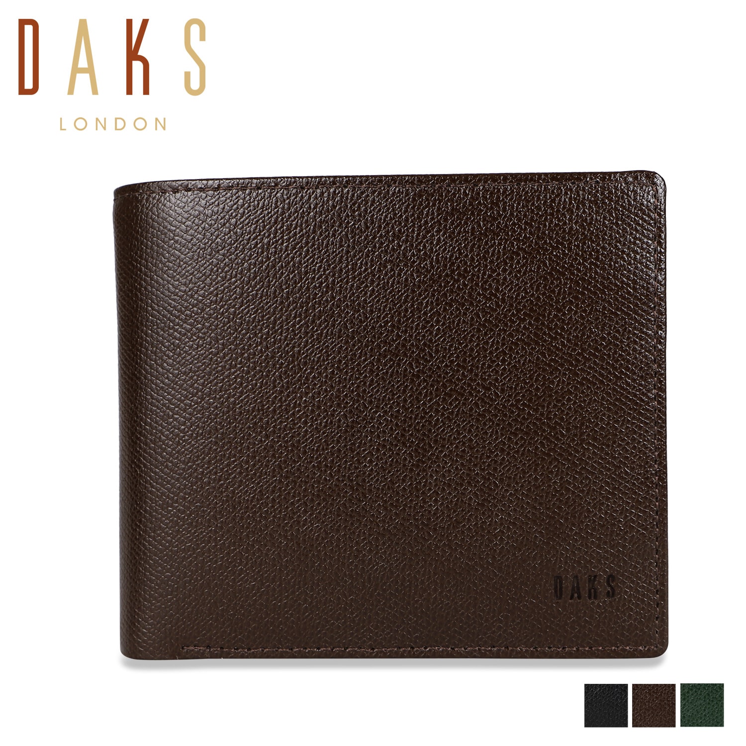 F, H, W - ダックス DAKS 二つ折り財布 メンズ WALLET ブラック ブラウン グリーン 黒 DP34314