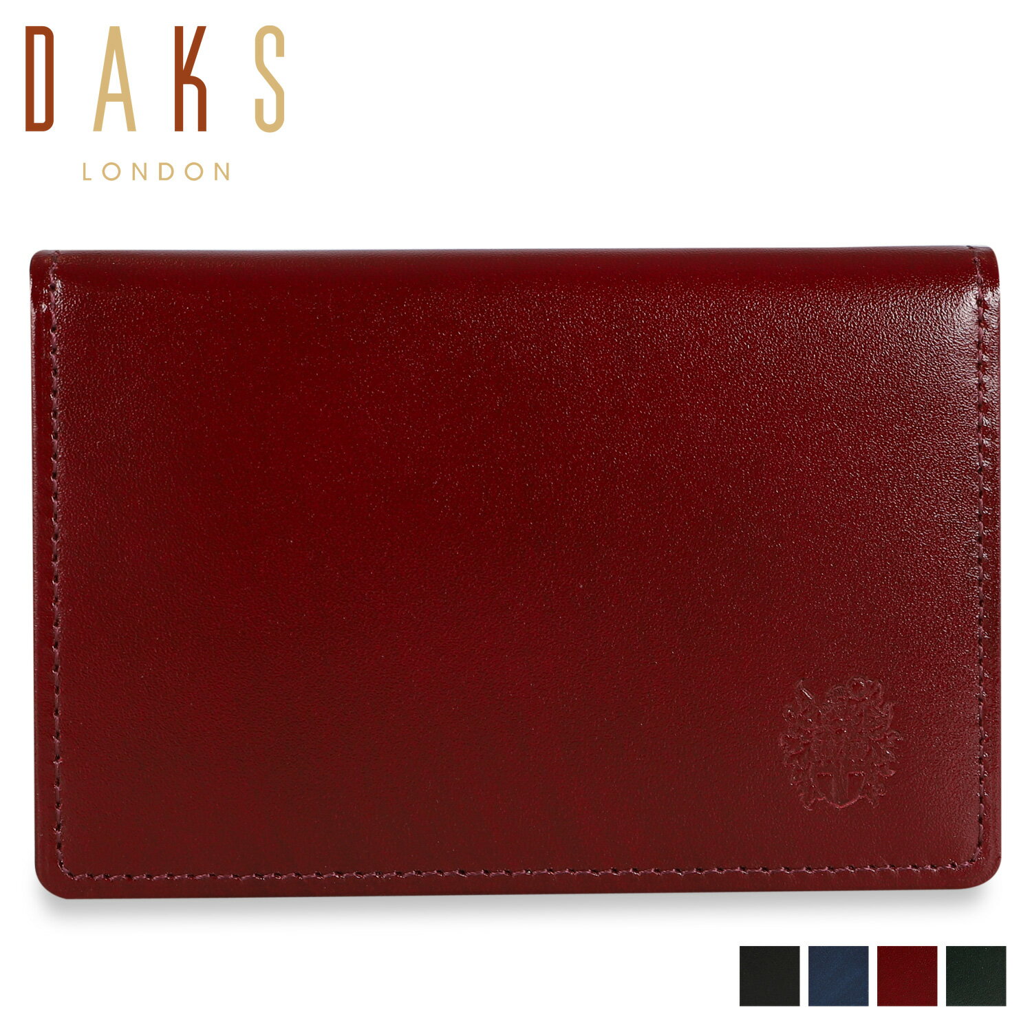 ダックス DAKS カードケース 名刺入れ 定期入れ メンズ スリム 本革 CARD CASE ブラック ネイビー ワイン レッド グリーン 黒 DP38410