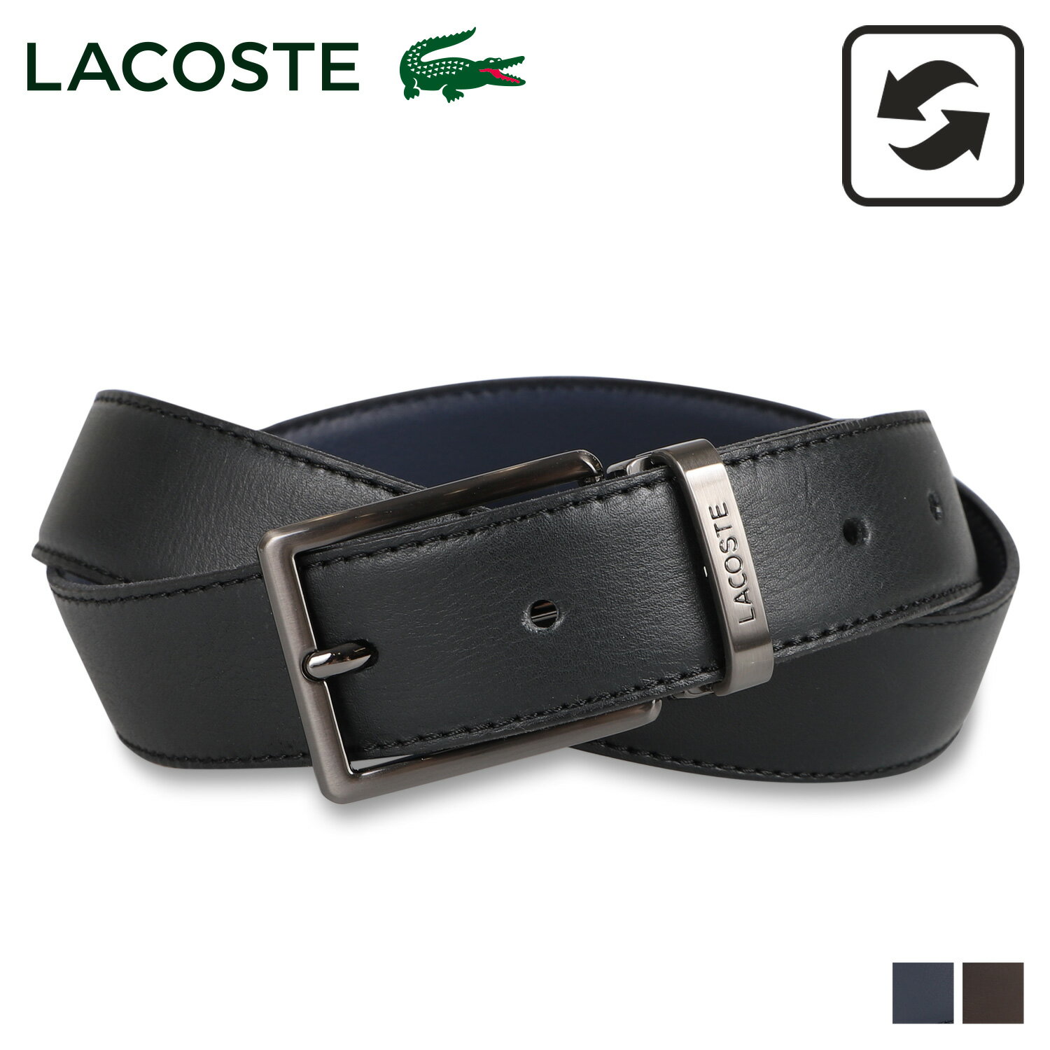 LACOSTE ベルト メンズ 【最大1000円OFFクーポン配布中】 LACOSTE ラコステ ベルト メンズ リバーシブル BELT ブラック ネイビー ブラウン 黒 LB87310