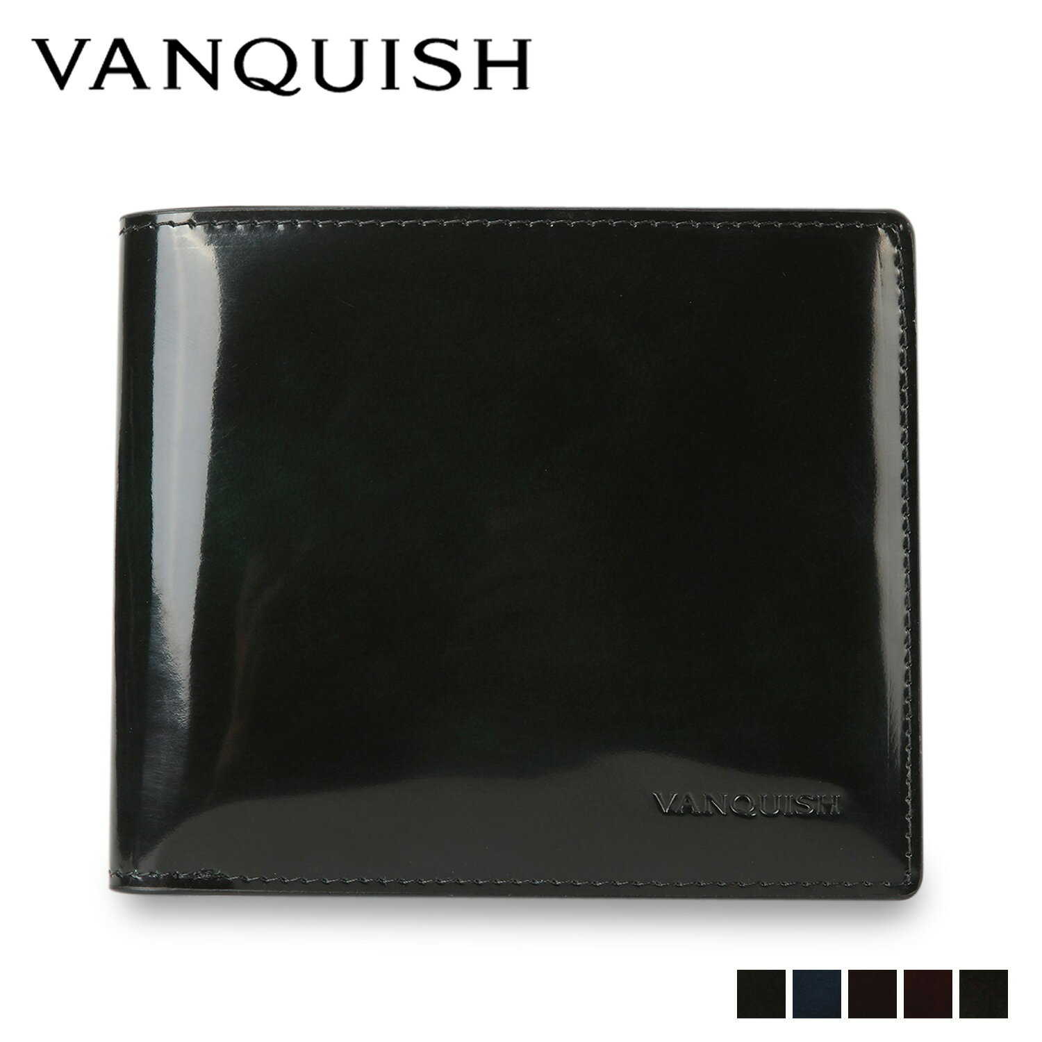 VANQUISH ヴァンキッシュ 二つ折り財布 メンズ 本革 WALLET グレー ネイビー ブラウン ワイン グリーン VQM-43170