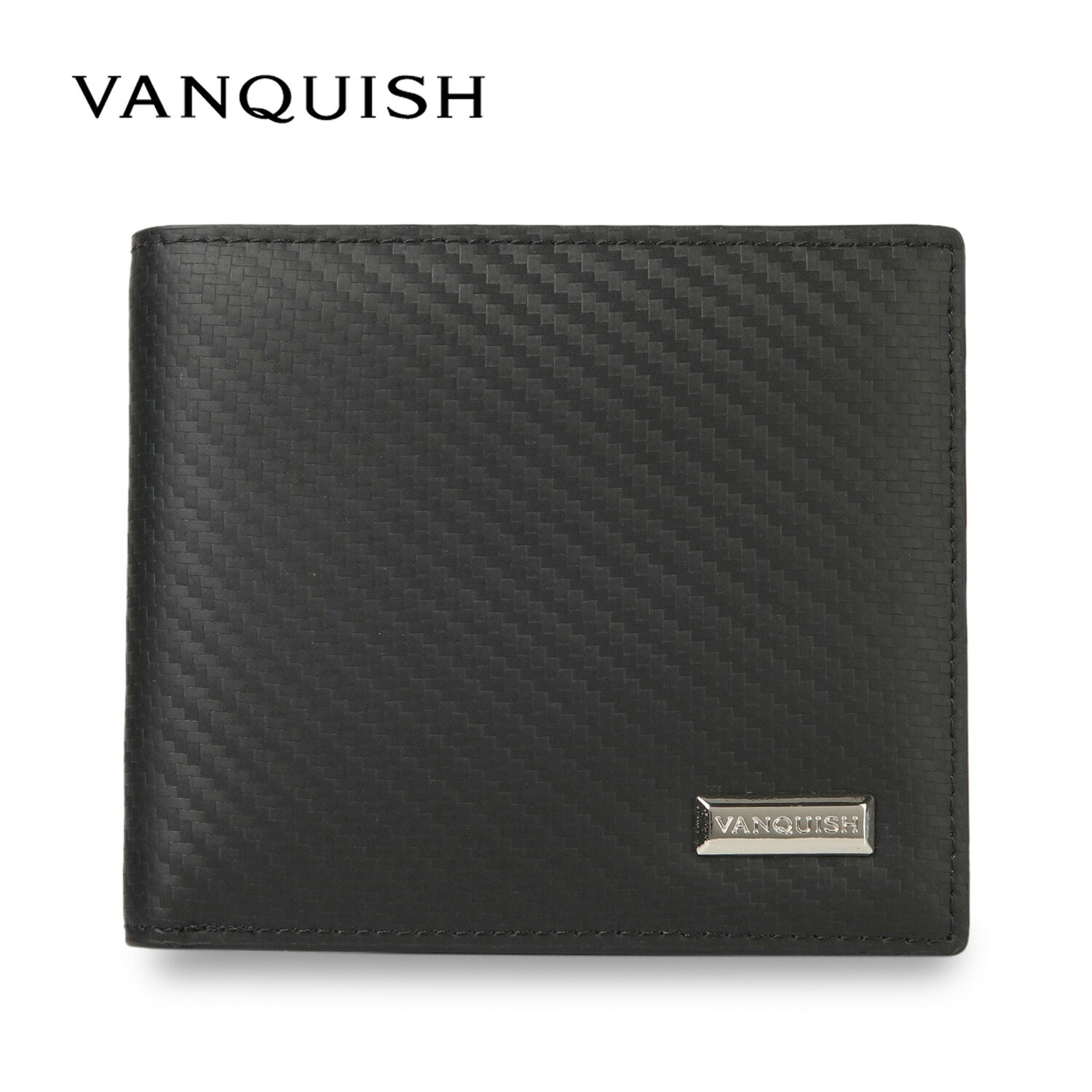 【最大1000円OFFクーポン配布中】 VANQUISH ヴァンキッシュ 二つ折り財布 メンズ 本革 WALLET ブラック 黒 43230