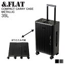 &FLAT アンドフラット キャリーケース スーツケース キャリーバッグ メンズ レディース 35L 折り畳める 機内持ち込み COMPACT CARRY CASE METALLIC ブラック シルバー 黒 FL14-4-00001
