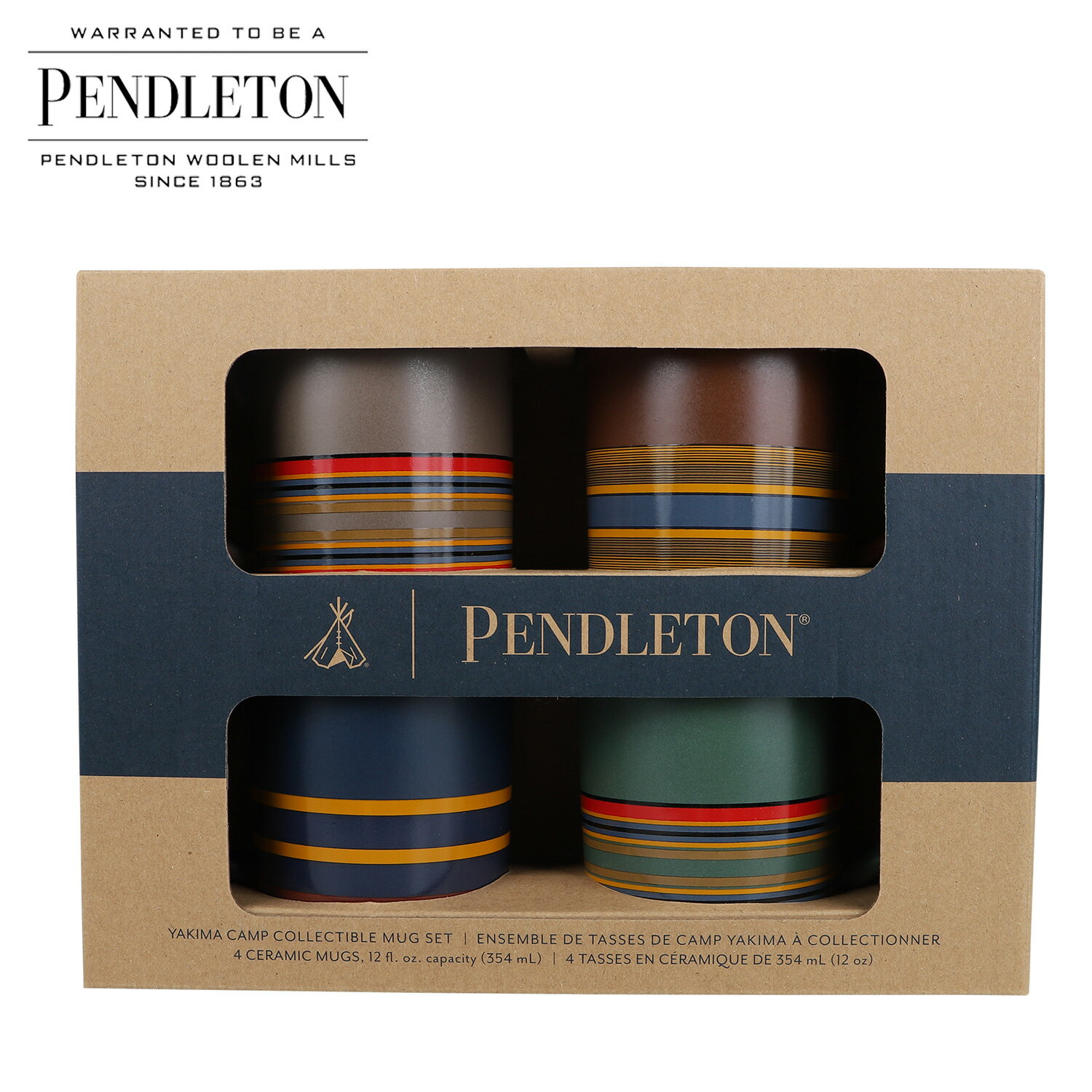 【最大1000円OFFクーポン配布中】 PENDLETON ペンドルトン マグカップ 大きい ブランド 4個セット 355ml キャンプ ストライプ CAMP STRIPE MATTE MUG SET