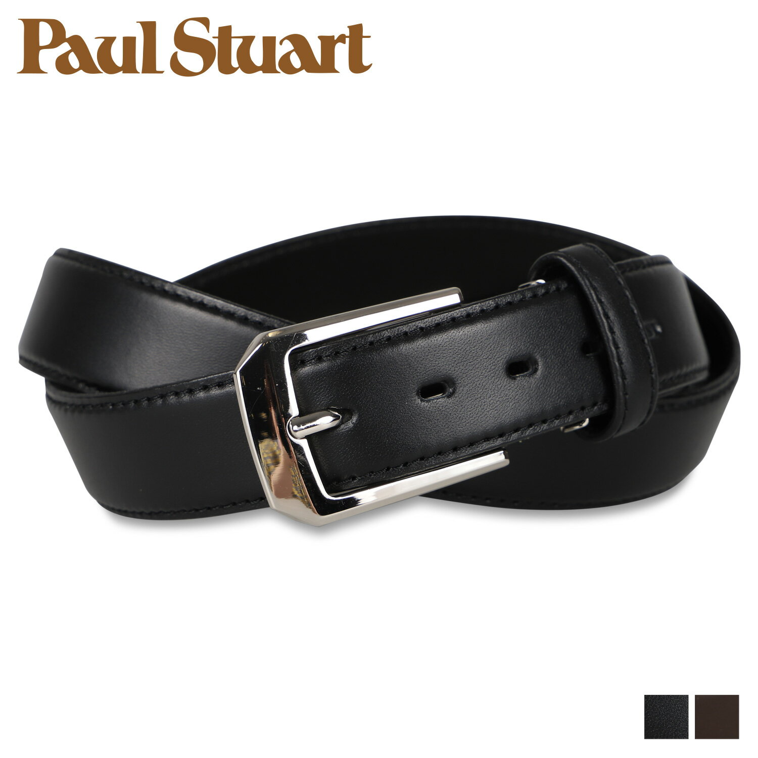 ポールスチュアート Paul Stuart ポールスチュアート ベルト メンズ 本革 BELT ブラック ダーク ブラウン 黒 SB01560