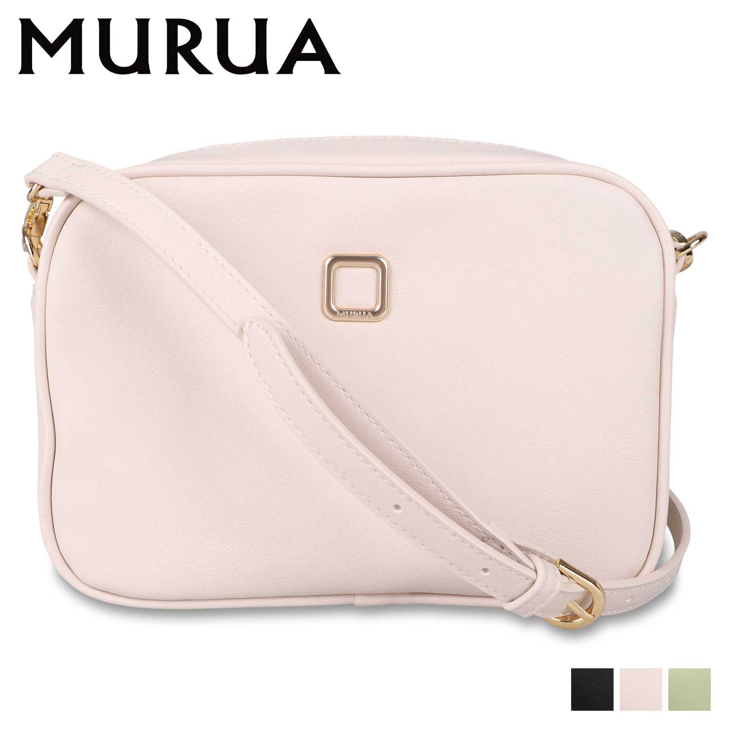 ムルーア MURUA ショルダーバッグ レディース 小さめ SQUARE METAL2 ブラック ベージュ ライム 黒 MR-B1013
