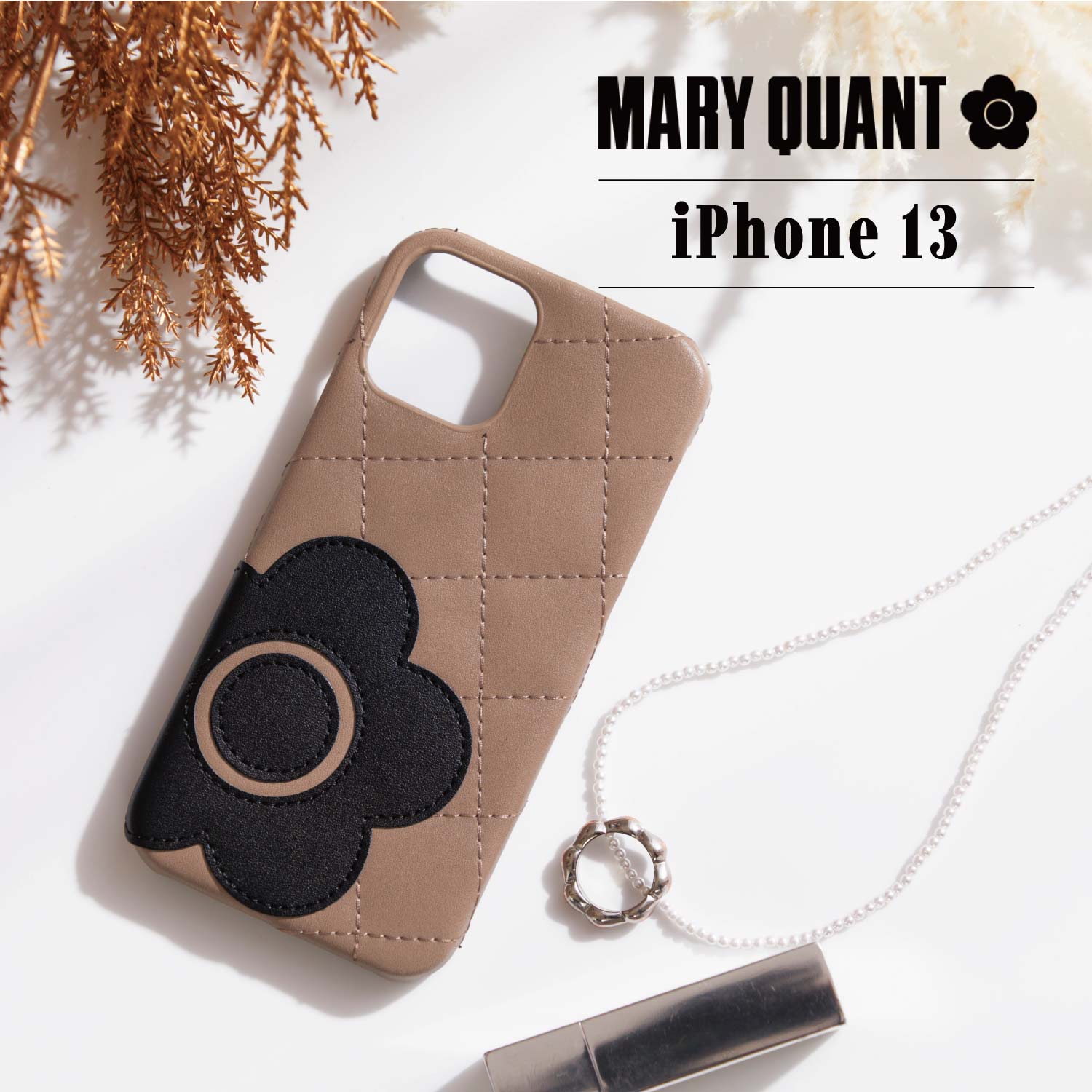 【最大1000円OFFクーポン配布中】 マリークヮント MARY QUANT iPhone 13 ケース スマホケース 携帯 レディース マリクワ PU QUILT LEATHER BACK CASE ブラック ベージュ 黒 IP13-MQ03 母の日のサムネイル
