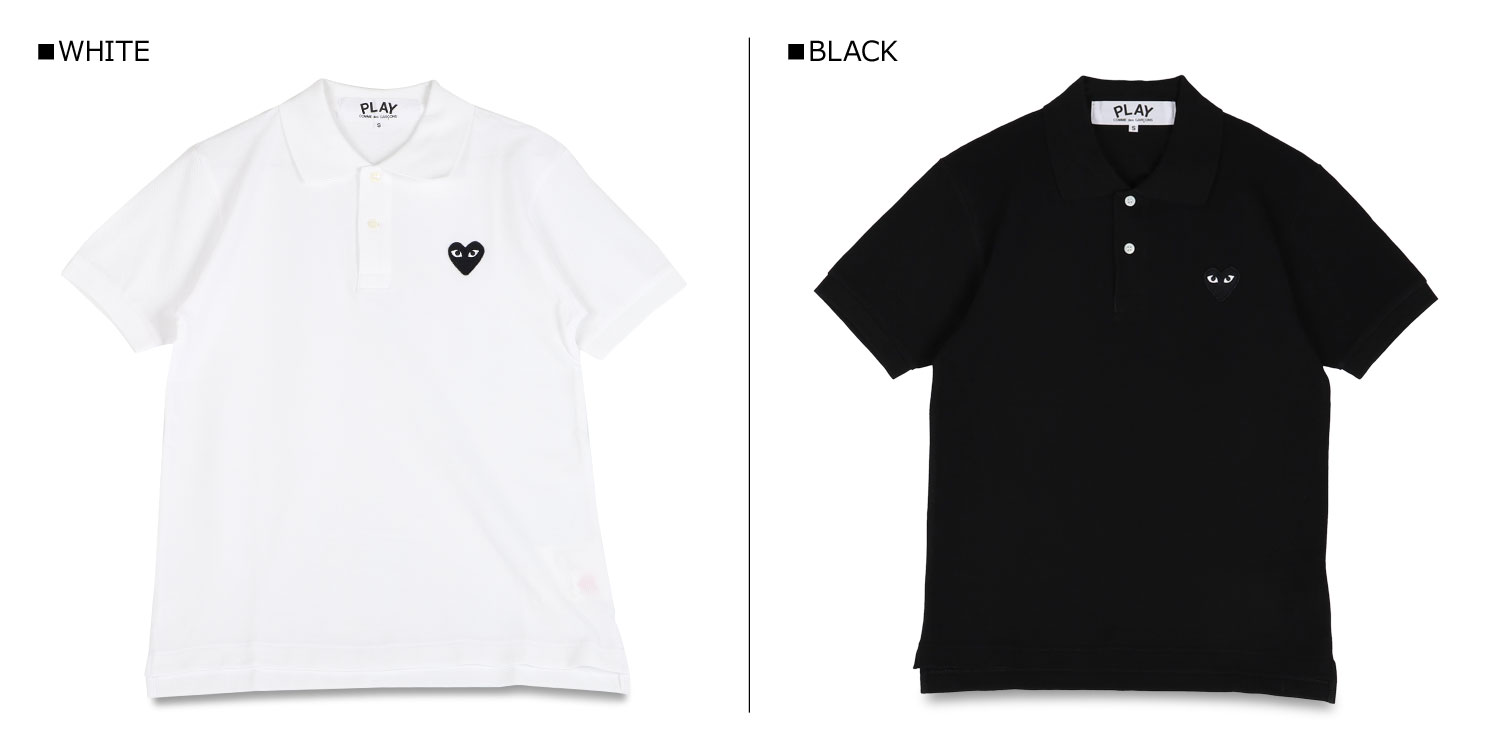 【最大1000円OFFクーポン】 PLAY COMME des GARCONS プレイ コムデギャルソン ポロシャツ 半袖 メンズ ブラックハート ロゴ BLACK HEART PLAY POLO SHIRT ブラック ホワイト 黒 白 T066