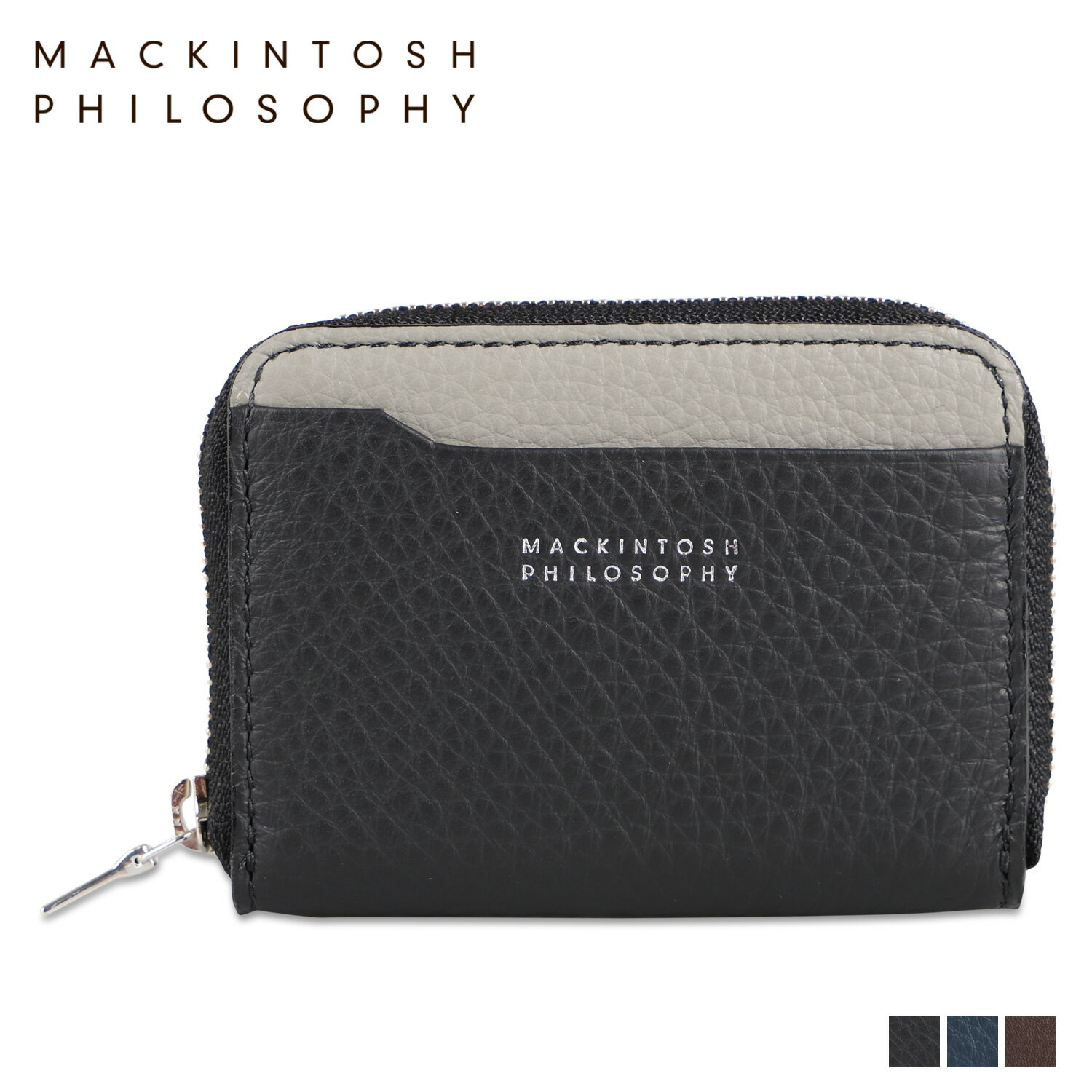 MACKINTOSH PHILOSOPHY マッキントッシュ フィロソフィー 財布 小銭入れ コインケース パスケース メンズ グレンフィディック ラウンドファスナー 本革 COIN PURSE ブラック ネイビー チョコ 黒 MAP-2070121