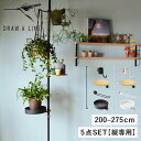 DRAW A LINE ドローアライン つっぱり棒 フック テーブル トレー 5点セット 伸縮棒 ものほし竿 洗濯物干し ハンガー 収納棚 ラック ケース 小物...