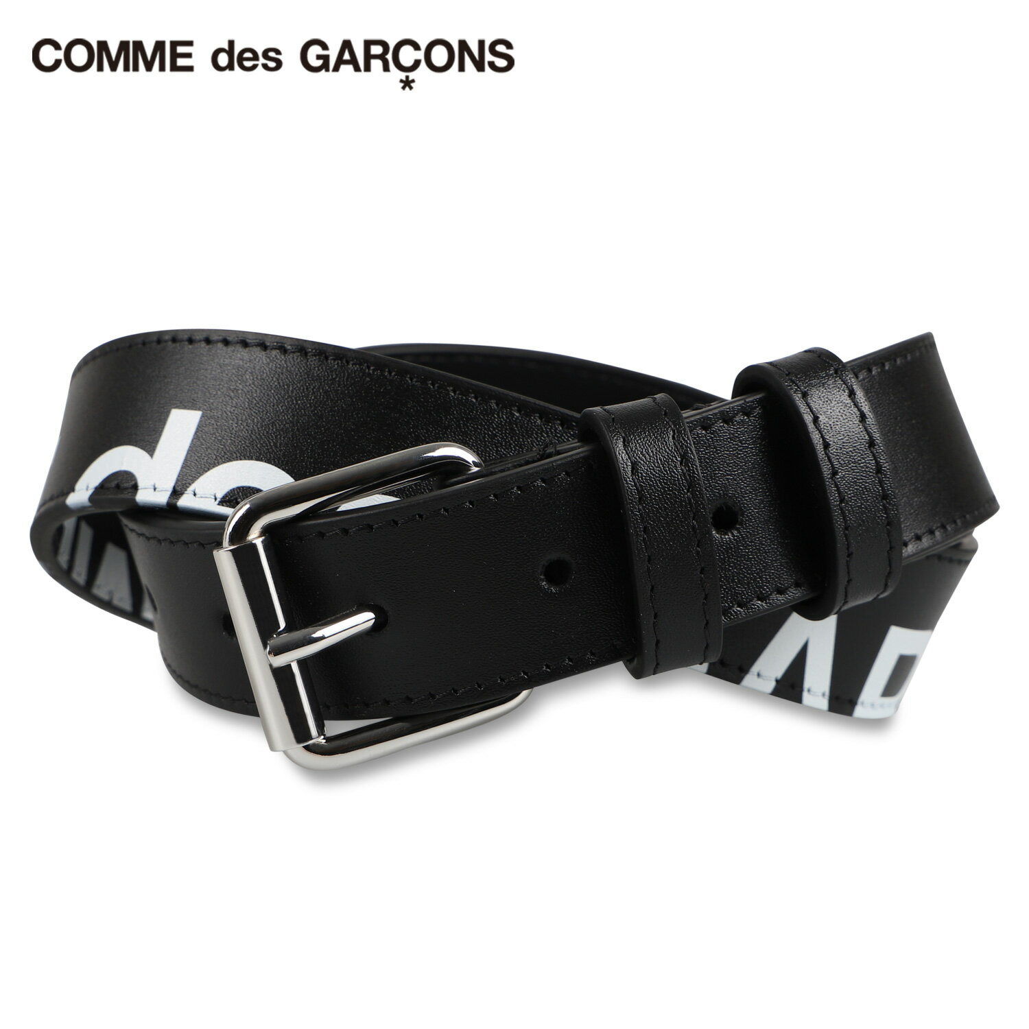 COMME des GARCONS コムデギャルソン レザーベルト メンズ 本革 バックル ヒュージロゴ HUGE LOGO ブラック 黒 SA0911HL