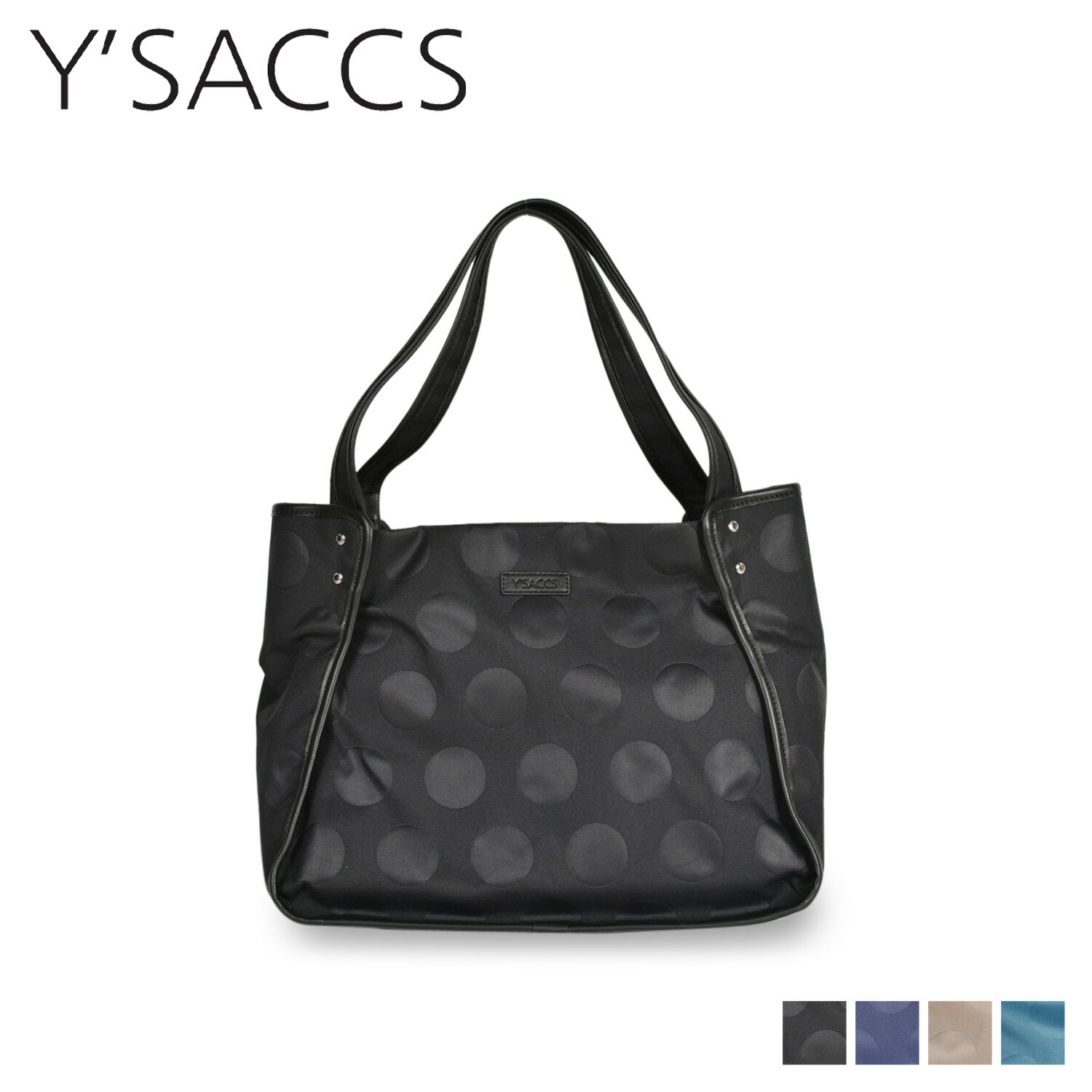 イザック バッグ Y’SACCS イザック トートバッグ レディース Mサイズ ファスナー付き HEAT EMBOSSED POLKADOT TOTE ブラック グレージュ ネイビー ブルー 黒 10-003-02 母の日