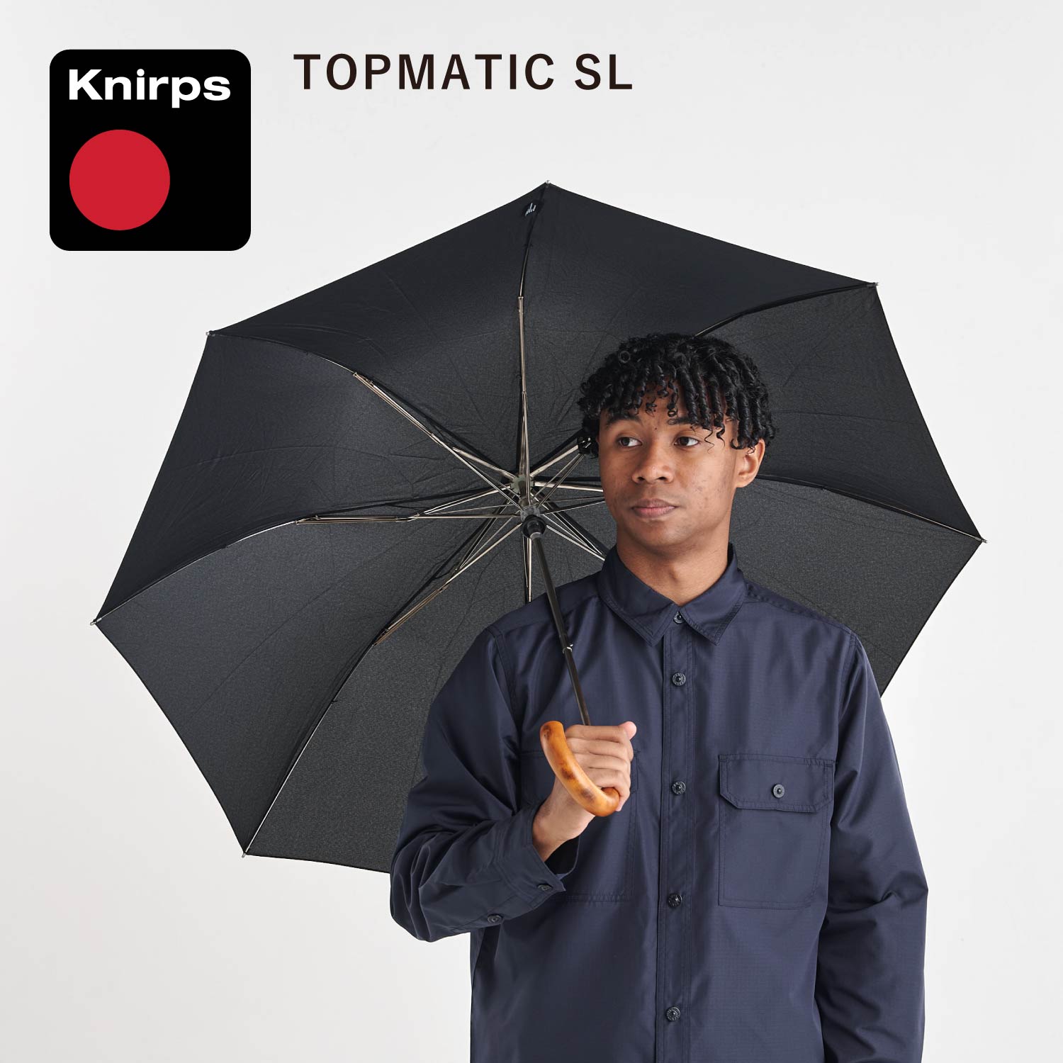 Knirps クニルプス 折りたたみ傘 折り畳み傘 軽量 コンパクト トップマティック メンズ レディース 雨傘 ワンタッチ TOPMATIC SL ブラック 黒 KNS828-710