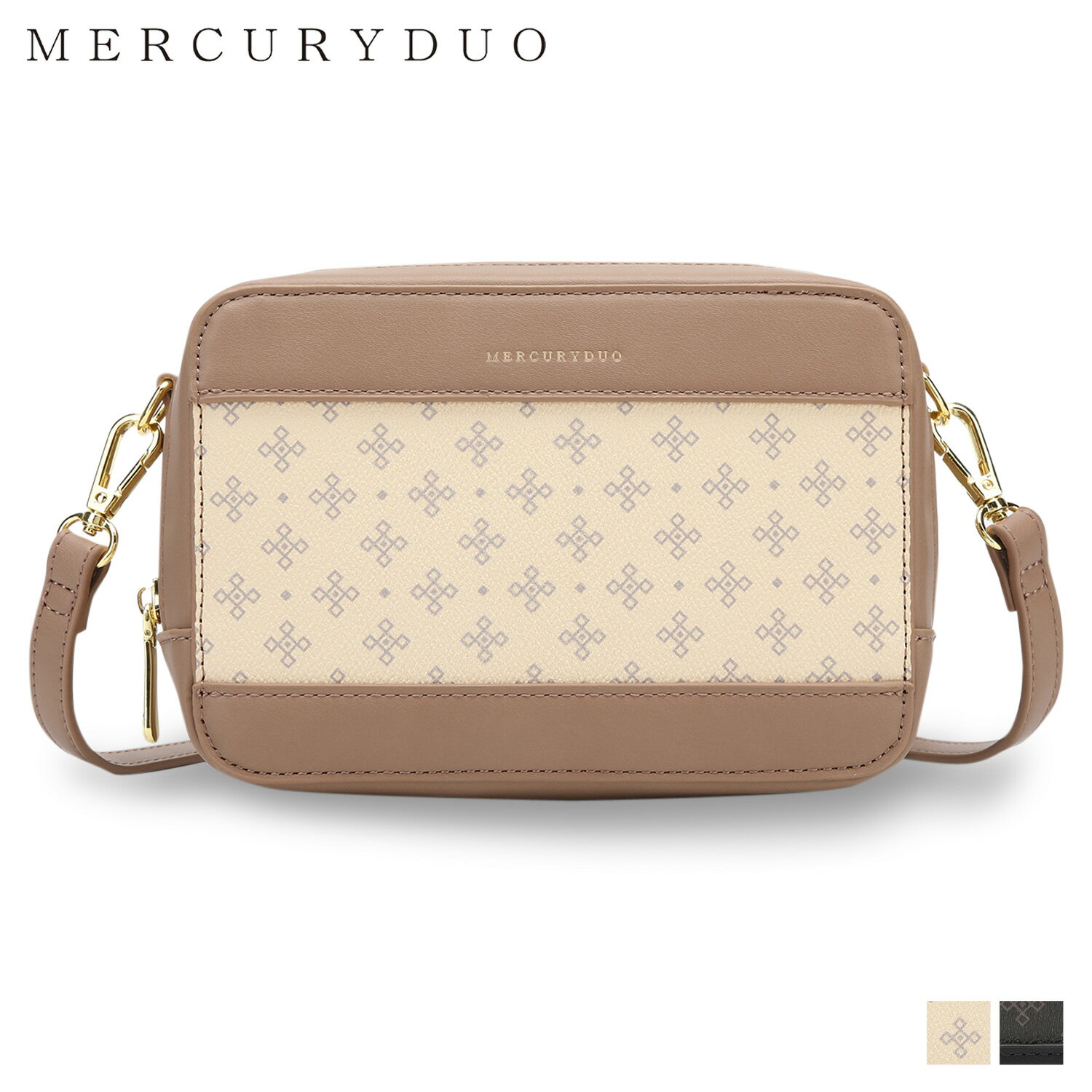 MERCURYDUO マーキュリーデュオ ショルダーバッグ レディース 斜めがけ 小さめ MONOGRAM BOX SHOULDER BAG ブラック ベージュ 黒 MER-90050B