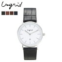 yő1000~OFFN[|zzz Ungrid AObh rv fB[X BASIC ROUND LEATHER WATCH ubN uE Vo[  UNG-21750T