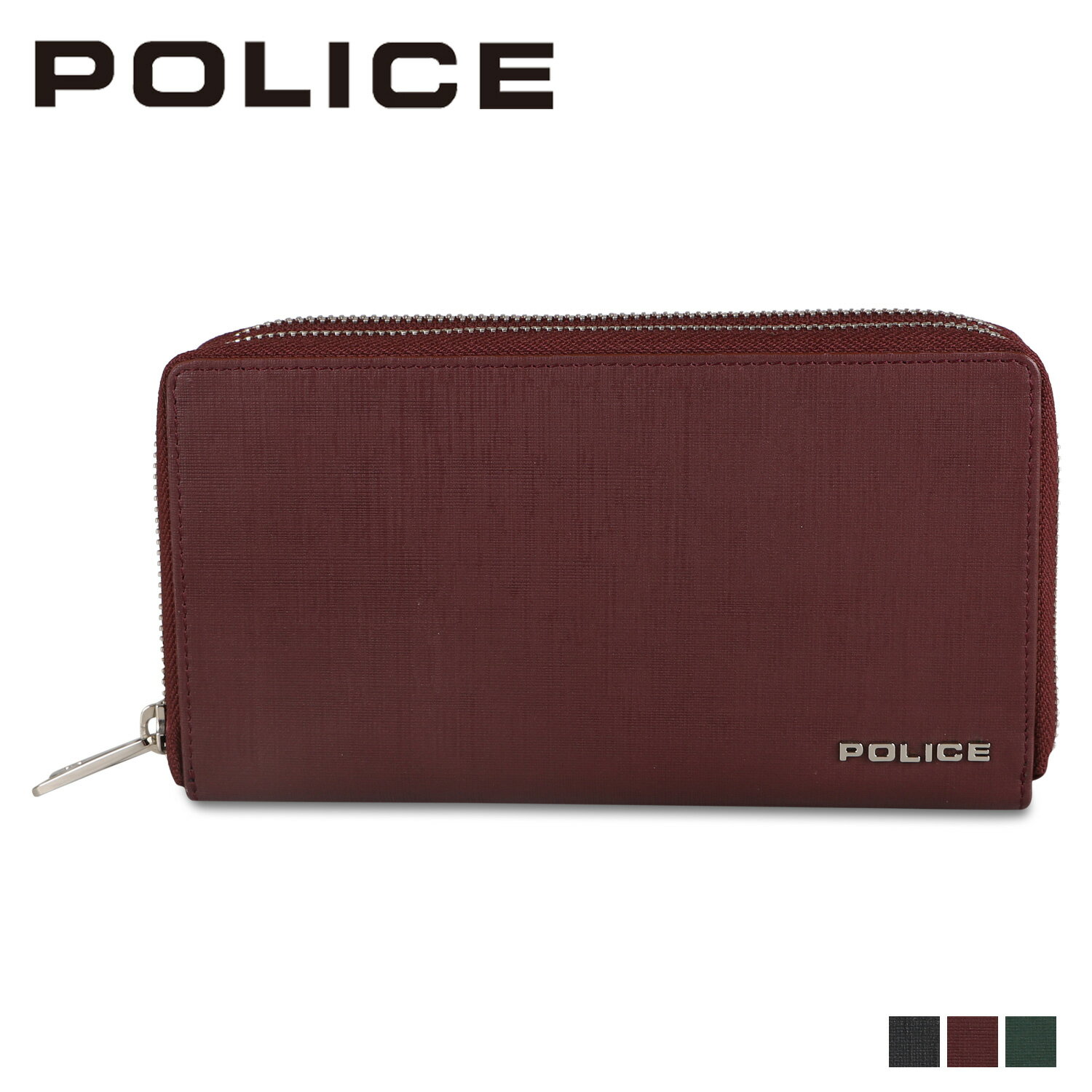 樂天商城 - POLICE ポリス 長財布 メンズ ラウンドファスナー トレント TRENTO ブラック ワイン レッド グリーン 黒 PA-70605