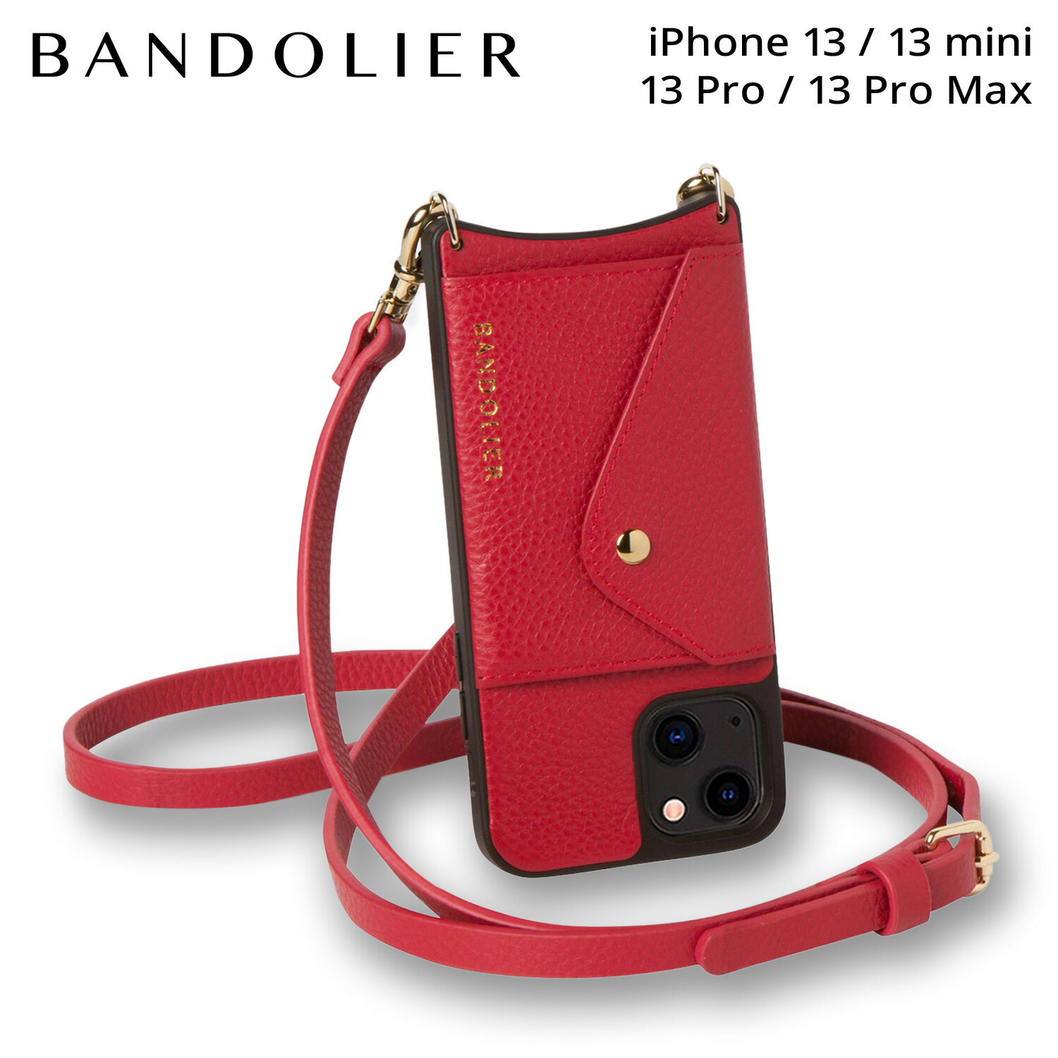 Хɥ䡼 BANDOLIER iPhone 13 mini iPhone 13 13Pro iPhone 13 Pro Max  ޥۥ   ե ɥ ɥå å ǥ DONNA SIDE SLOT RED å 14DON