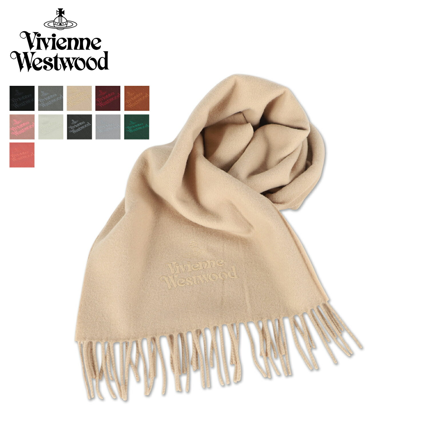 Vivienne Westwood ヴィヴィアンウエストウッド マフラー メンズ レディース ブラック グレー ベージュ ブラウン ワイン ローズ 黒 81030007