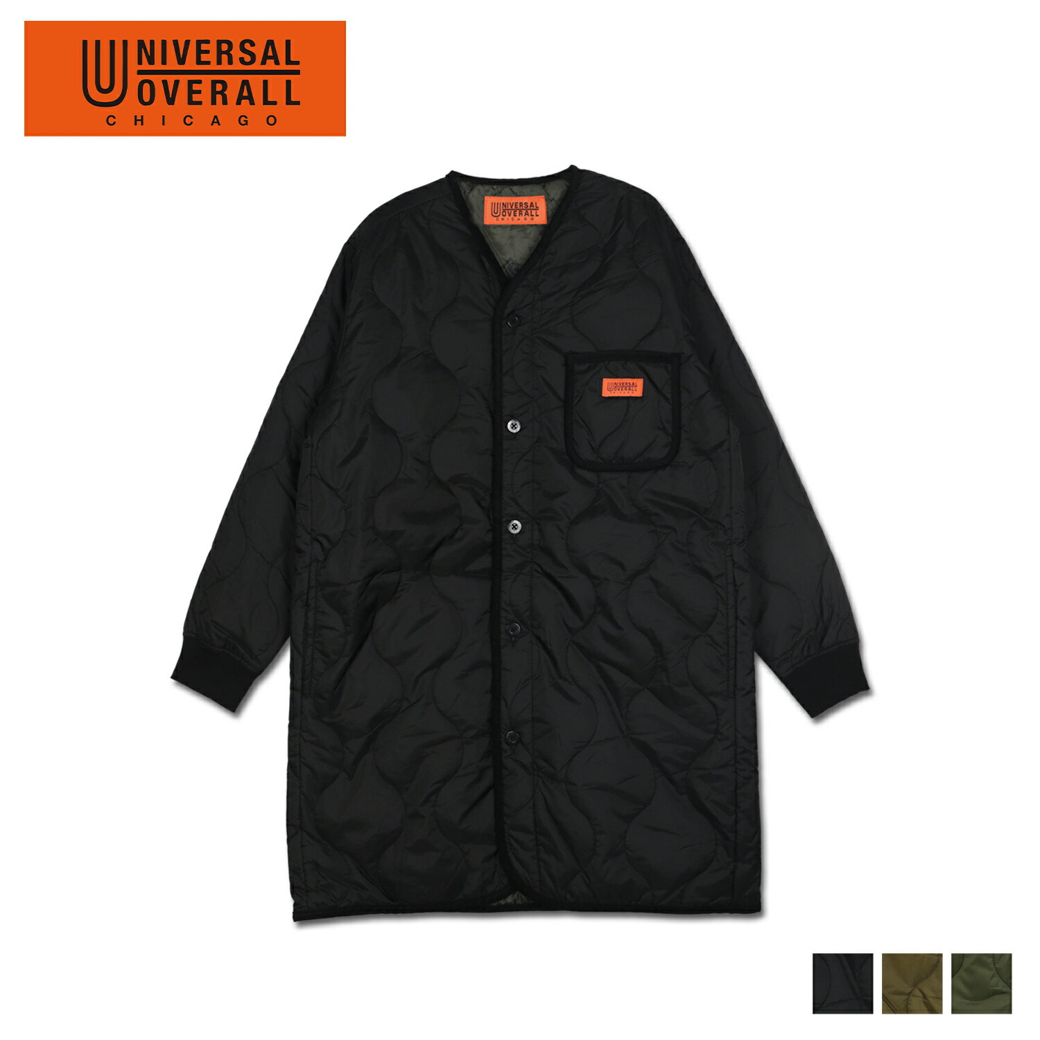 UNIVERSAL OVERALL ユニバーサルオーバーオール コート ノーカラーコート キルトコート アウター メンズ QUILT COAT ブラック カーキ 黒 U2133511