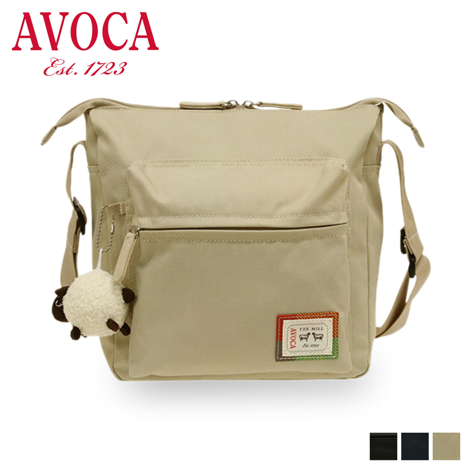 乐天商城 - アヴォカ AVOCA ショルダーバッグ スクエア型 レディース 7L 斜めがけ SHOULDER BAG ブラック ネイビー ベージュ 黒 AC-004