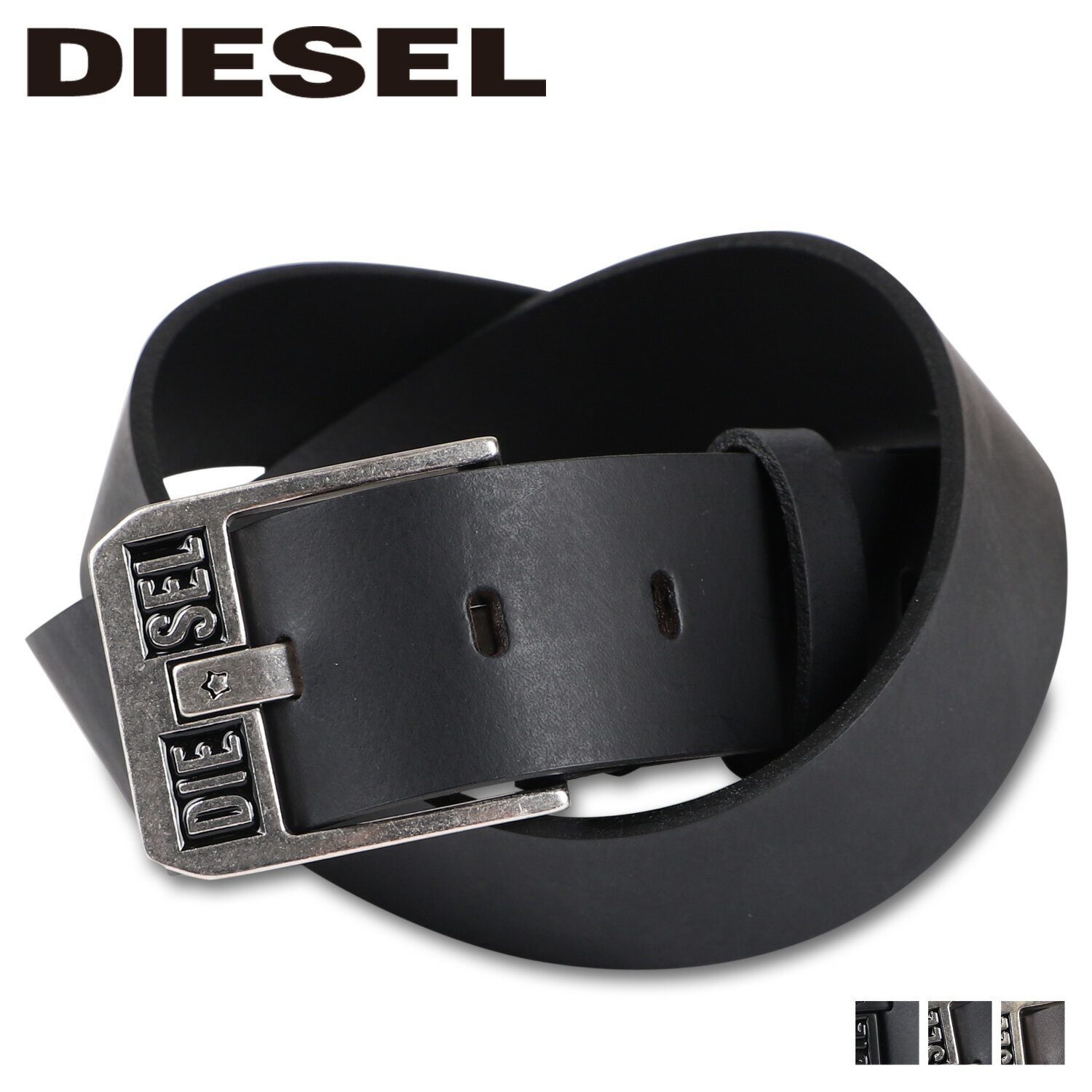 ディーゼル ベルト（メンズ） 【最大1000円OFFクーポン配布中】 DIESEL ディーゼル ベルト レザーベルト メンズ 本革 バックル BLUESTAR II ブラック ダーク ブラウン 黒 X08880-P1913