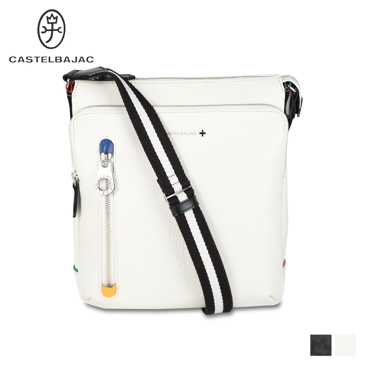 【最大1000円OFFクーポン配布中】 CASTELBAJAC カステルバジャック バッグ ショルダーバッグ デンス メンズ レディース 本革 斜めがけ DENSE ブラック ホワイト 黒 白 72112