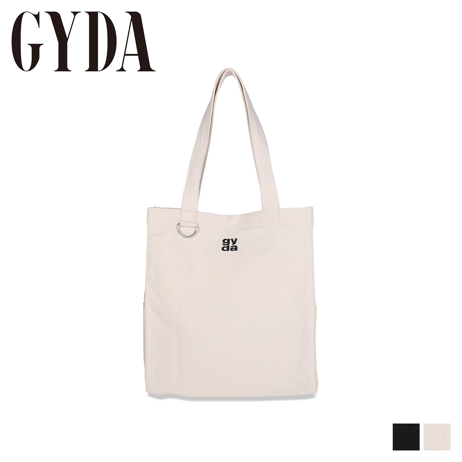 GYDA ジェイダ トートバッグ キャンバス レディース A4サイズ対応 CANVAS TOTE ブラック アイボリー 黒 GY-B081