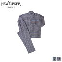 NEWYORKER HOME ニューヨーカーホーム ルームウェア パジャマ 上下 メンズ 長袖 前開き TAILORED PAJAMAS ネイビー レッド 0645-80