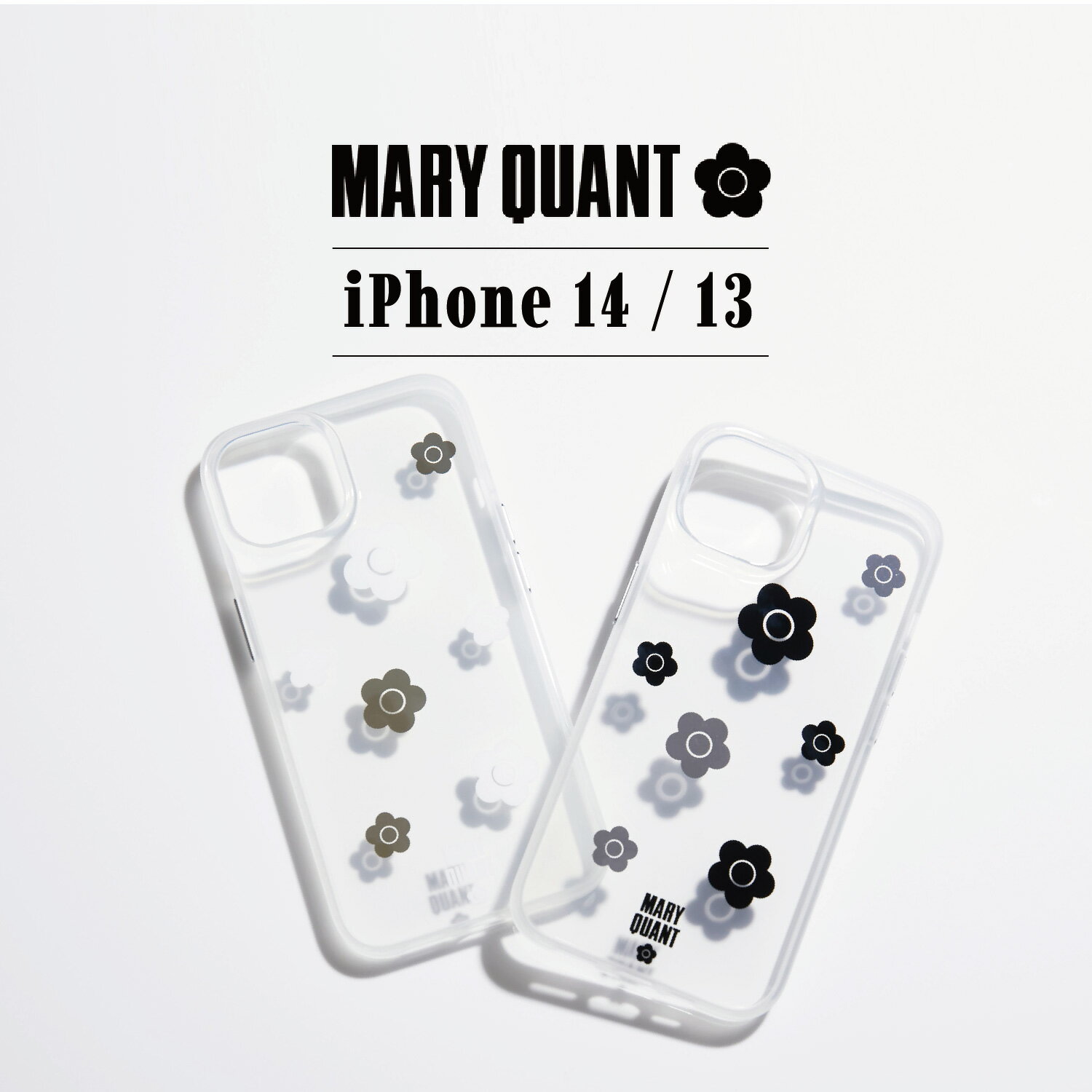 マリークヮント スマホケース レディース MARY QUANT マリークヮント iPhone 14 13 スマホケース 携帯 アイフォン レディース クリア 透明 マリクワ RANDOM DAISY HYBRID CLEAR CASE ブラック ホワイト 黒 白 IP14-MQ11-12 母の日