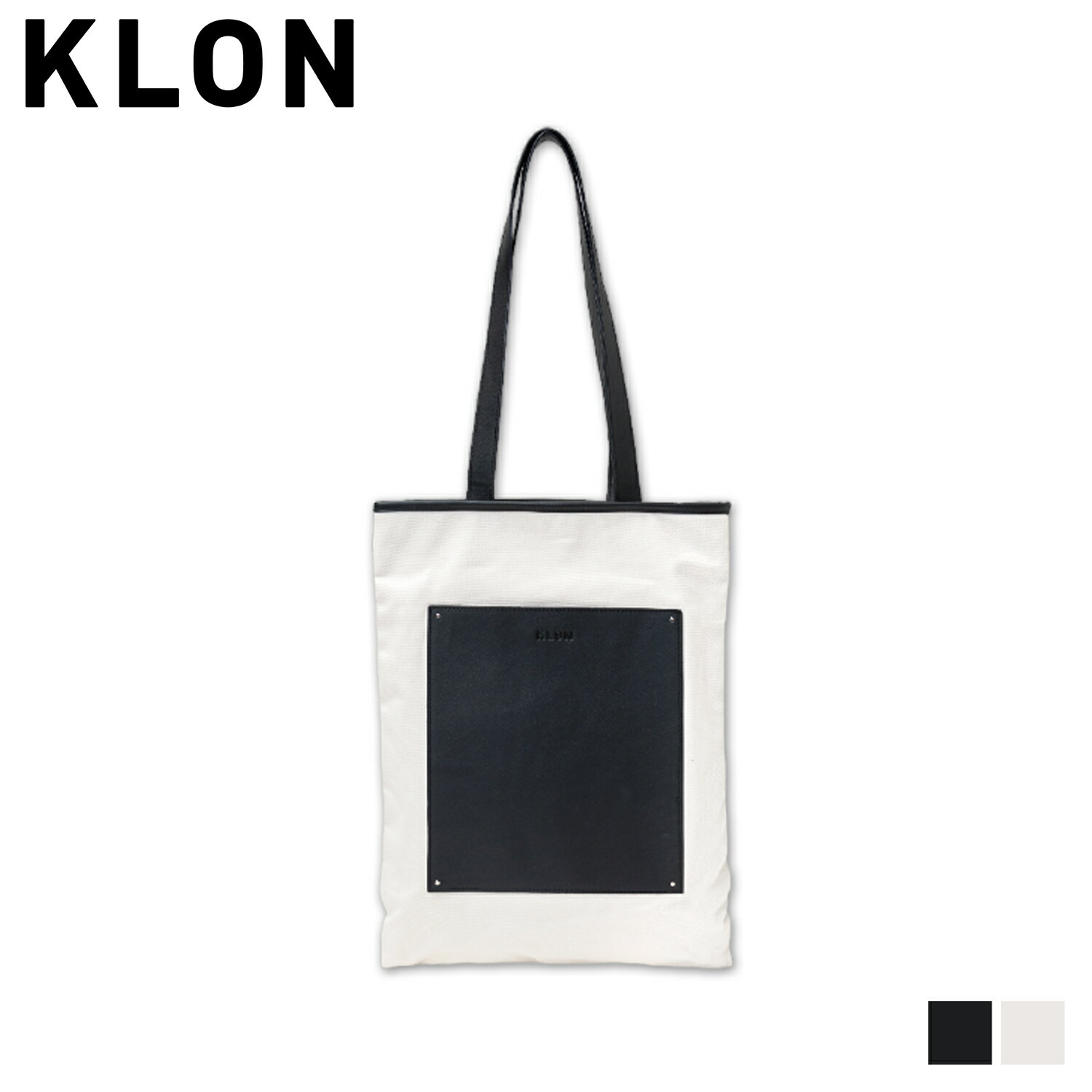 クローン KLON トートバッグ キャンバス メンズ レディース 35L 大容量 A4サイズ対応 PORTRAIT CANVAS TOTE BAG ブラック ホワイト 黒 白 PORT-CAN-TOTE