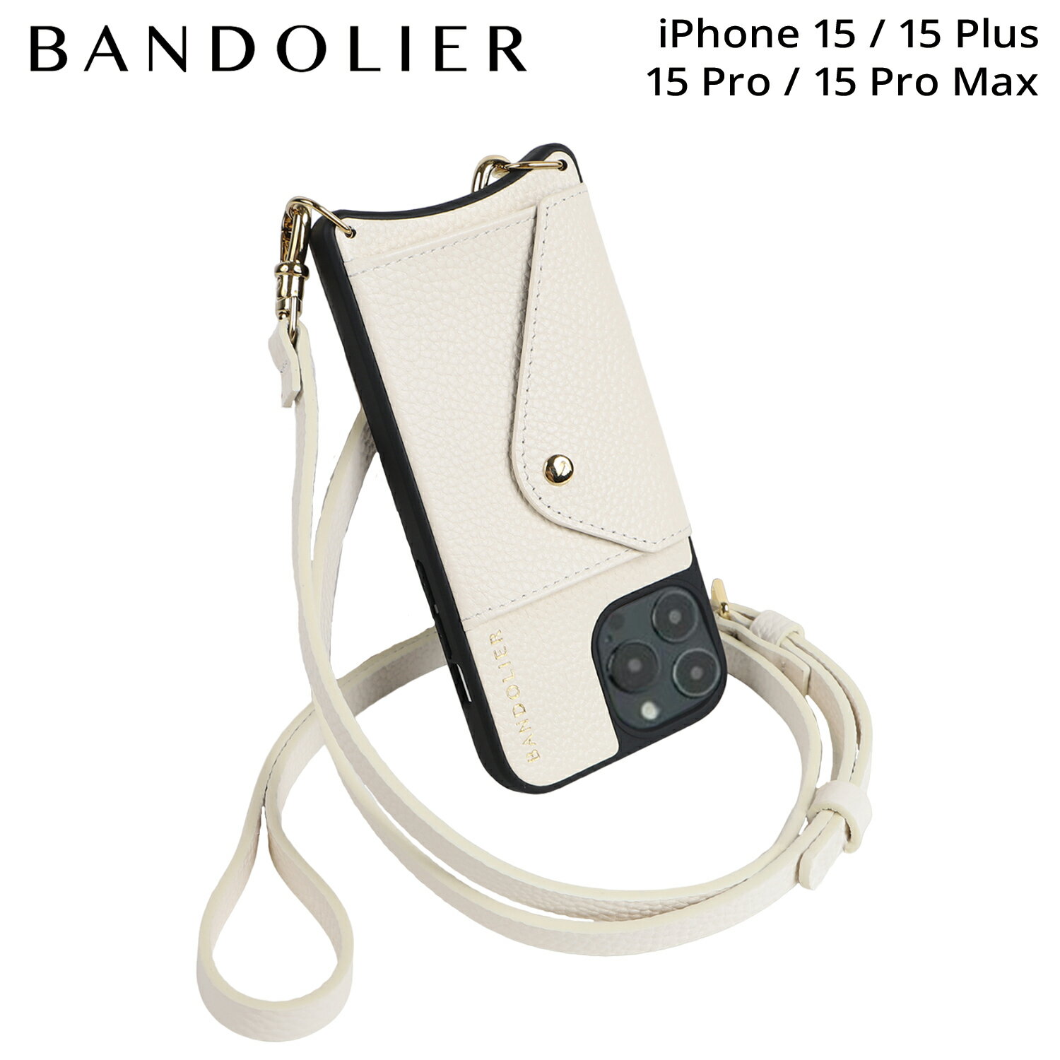 バンドリヤー BANDOLIER iPhone15 15Pro iPhone 15 Pro Max iPhone 15 Plus スマホケース スマホショルダー 携帯 アイフォン メンズ レディース DONNA SIDE SLOT WHITE ホワイト 白 14DON