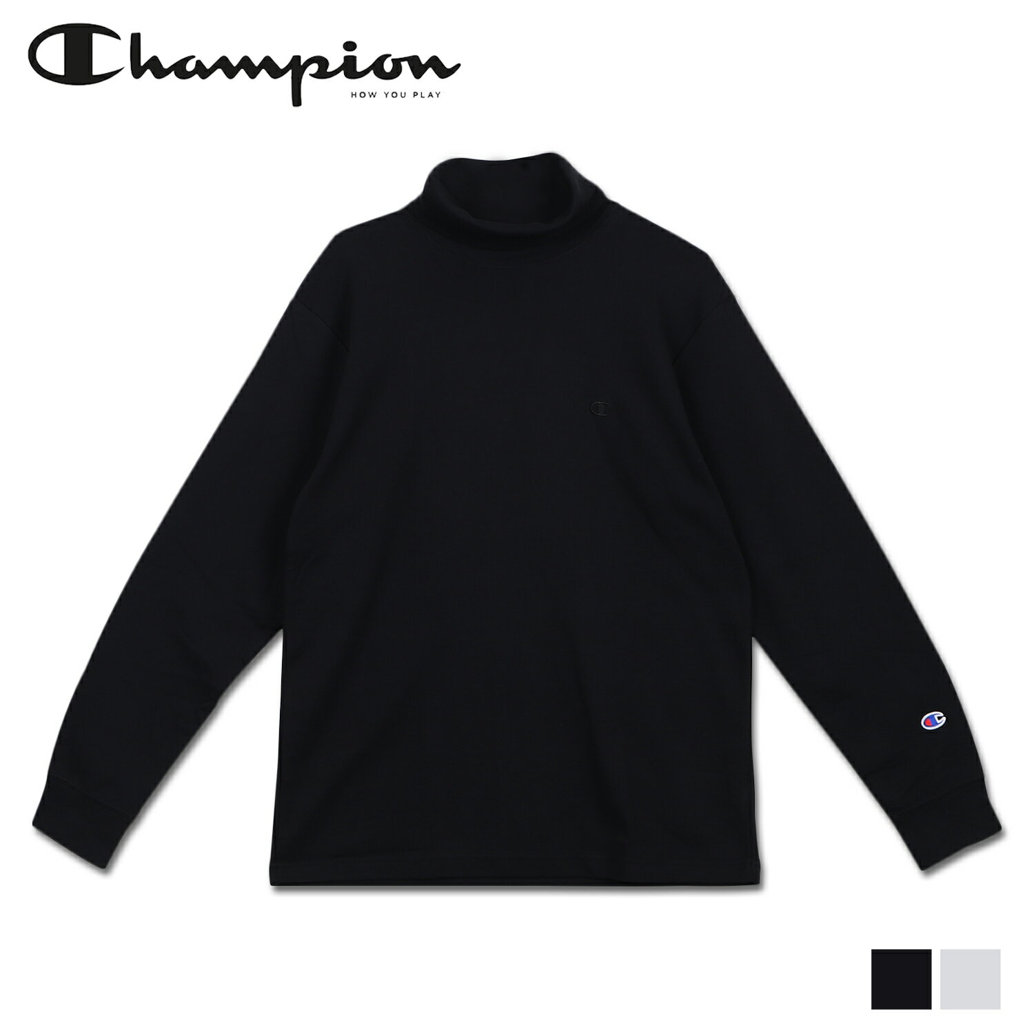 【最大1000円OFFクーポン配布中】 Champion チャンピオン Tシャツ 長袖 ロンT カットソー メンズ 無地 タートルネック LONG SLEEVE T-SHIRT ブラック オフ ホワイト 黒 C3-Y435