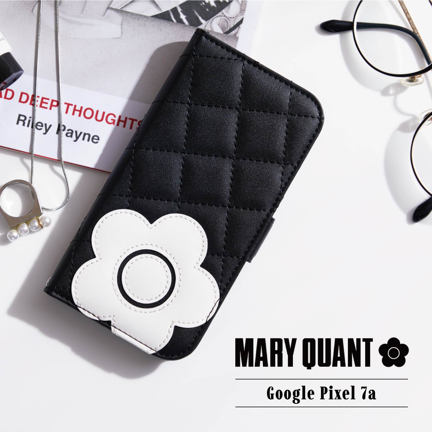 【最大1000円OFFクーポン配布中】 MARY QUANT マリークヮント Google Pixel 7a ケース 手帳型 カバー スマホケース スマートフォン 携帯 デイジー レディース マリークワント マリクワ DAISY PACH PU QUILT Leather Book Type Case ブラック ブラウン 黒 GP7A-MQ01-02のサムネイル