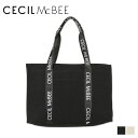 CECIL McBEE セシルマクビー バッグ トートバッグ レディース Lサイズ ファスナー付き ロゴタイプ TOTE BAG ブラック ホワイト 黒 白 CM121140