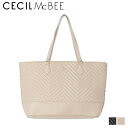 CECIL McBEE セシルマクビー バッグ トートバッグ レディース ファスナー付き キルト TOTE BAG ブラック ベージュ 黒 CM121145