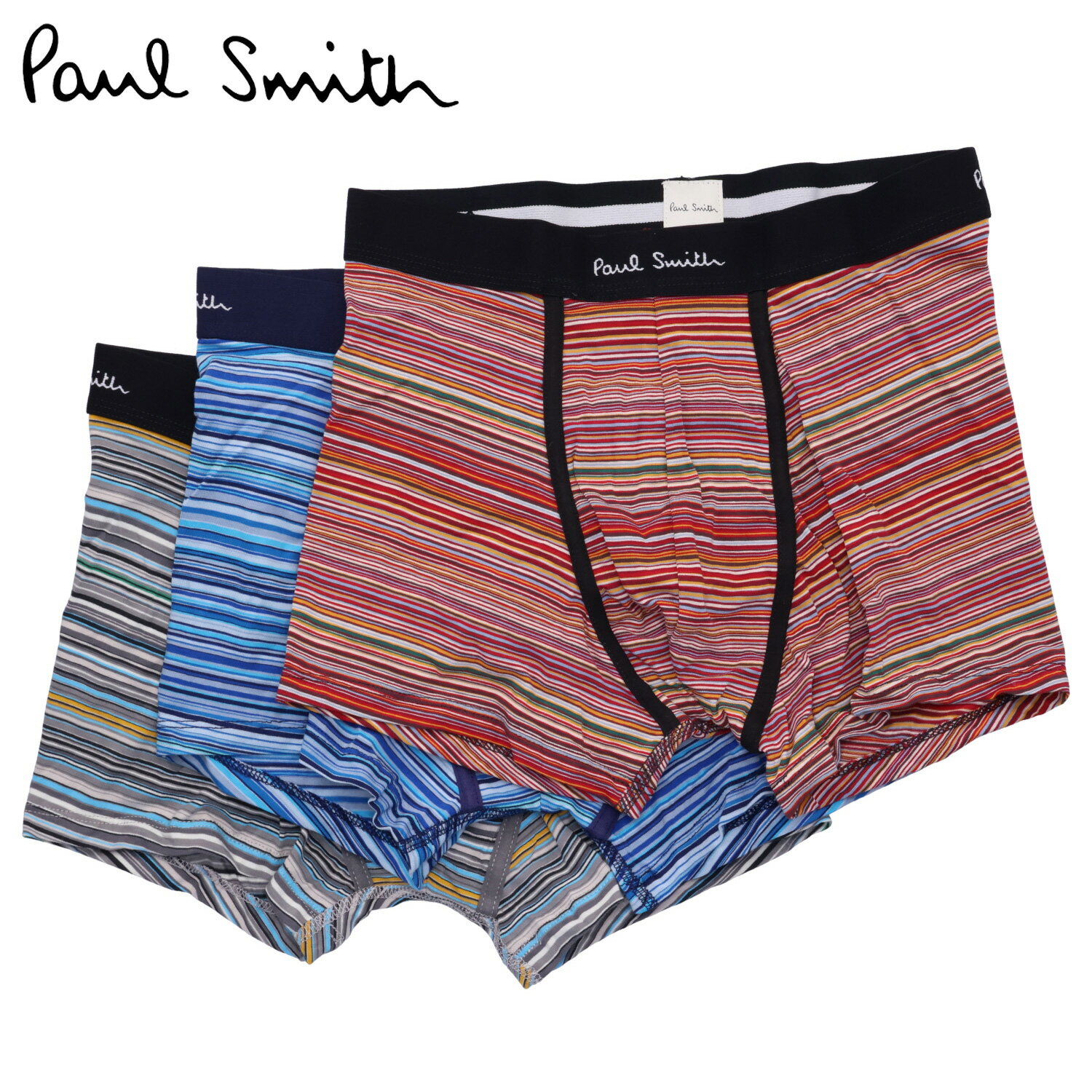 Paul Smith ポールスミス ボクサーパンツ 下着 3枚セット インナー アンダーウェア メンズ 前閉じ ストライプ メンズ下着 男性 MEN TRUNK 3 PACK マルチ M1A 914C A3PCKP 1A