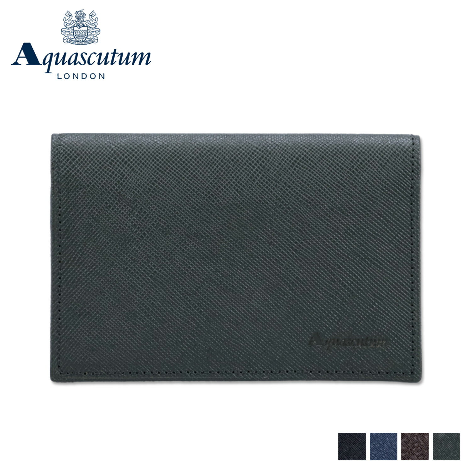 AQUASCUTUM アクアスキュータム カードケース 名刺入れ 定期入れ パスケース バーミンガム メンズ 本革 スリム 型押し BIRMINGHAM ブラック ネイビー ダーク ブラウン グリーン 黒 AQ-508010