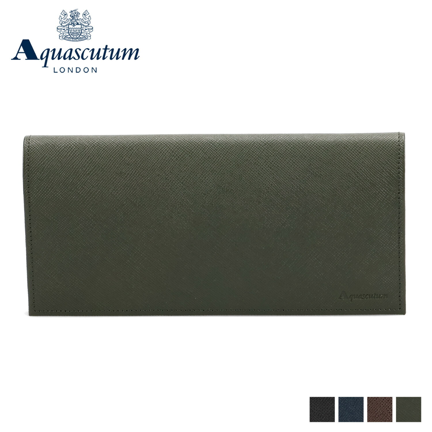 AQUASCUTUM アクアスキュータム 財布 長財布 二つ折り バーミンガム メンズ 本革 小銭入れあり BIRMINGHAM ブラック ネイビー ダーク ブラウン グリーン 黒 AQ-516010