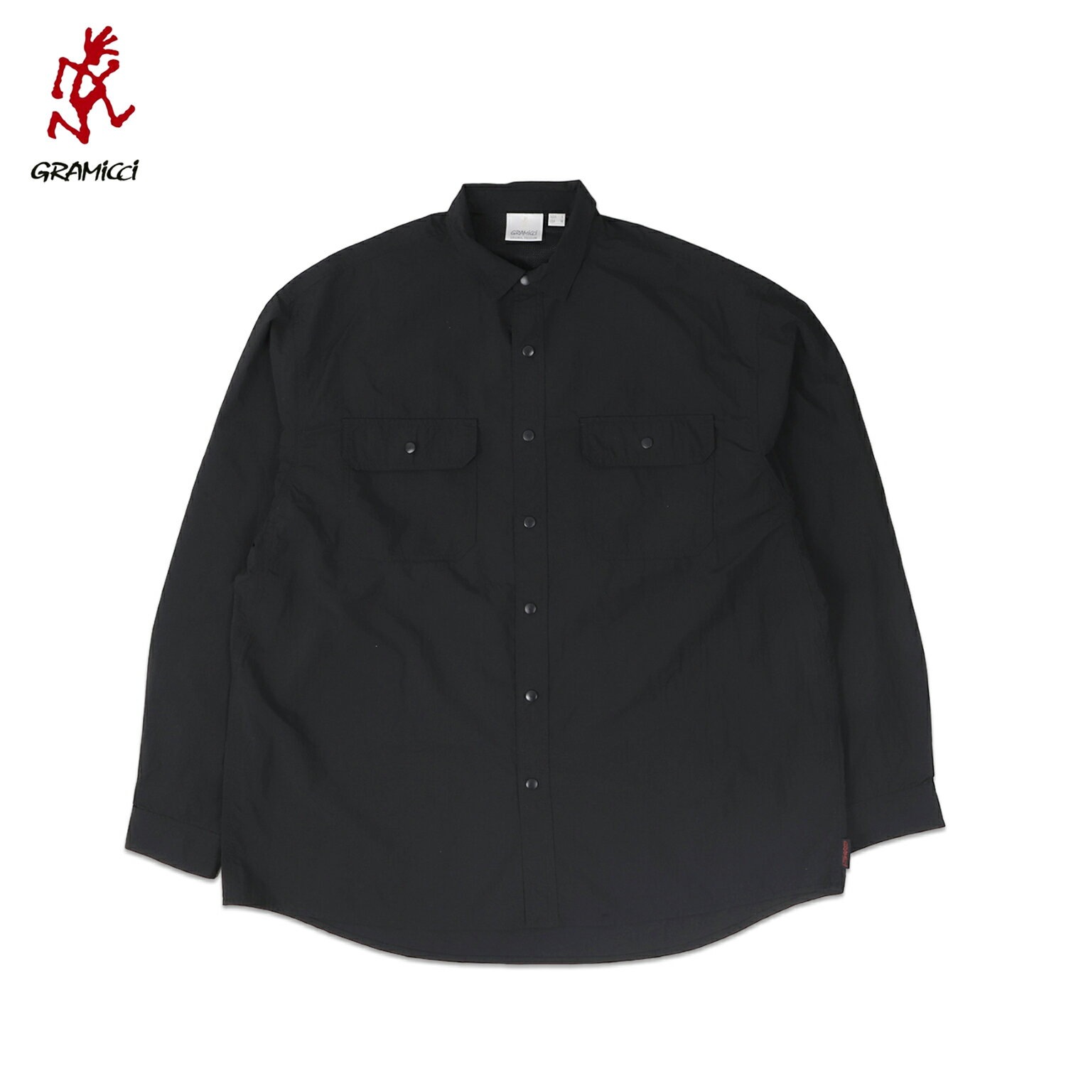 【最大1000円OFFクーポン配布中】 GRAMICCI グラミチ シャツ 長袖 ボタンシャツ メンズ ナイロン STANCE SHIRT ブラック 黒 G4SM-J064