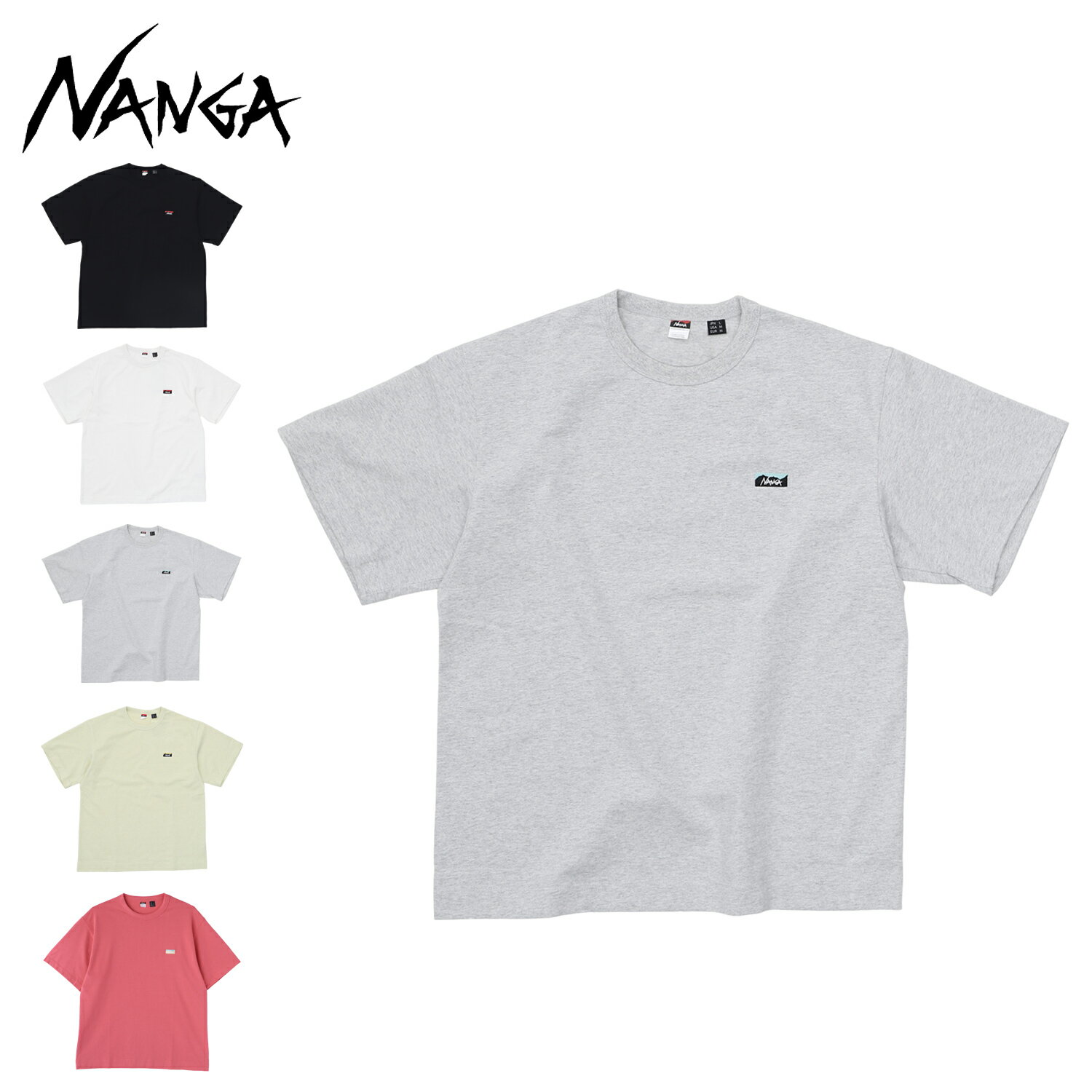 ナンガ NANGA Tシャツ 半袖 エコハイブリッド ボックスロゴ エンブロイダリー ティー メンズ ECO HYBRID BOX LOGO EMBROIDERY TEE ブラック ホワイト ライト グレー イエロー 黒 白 1G804-A