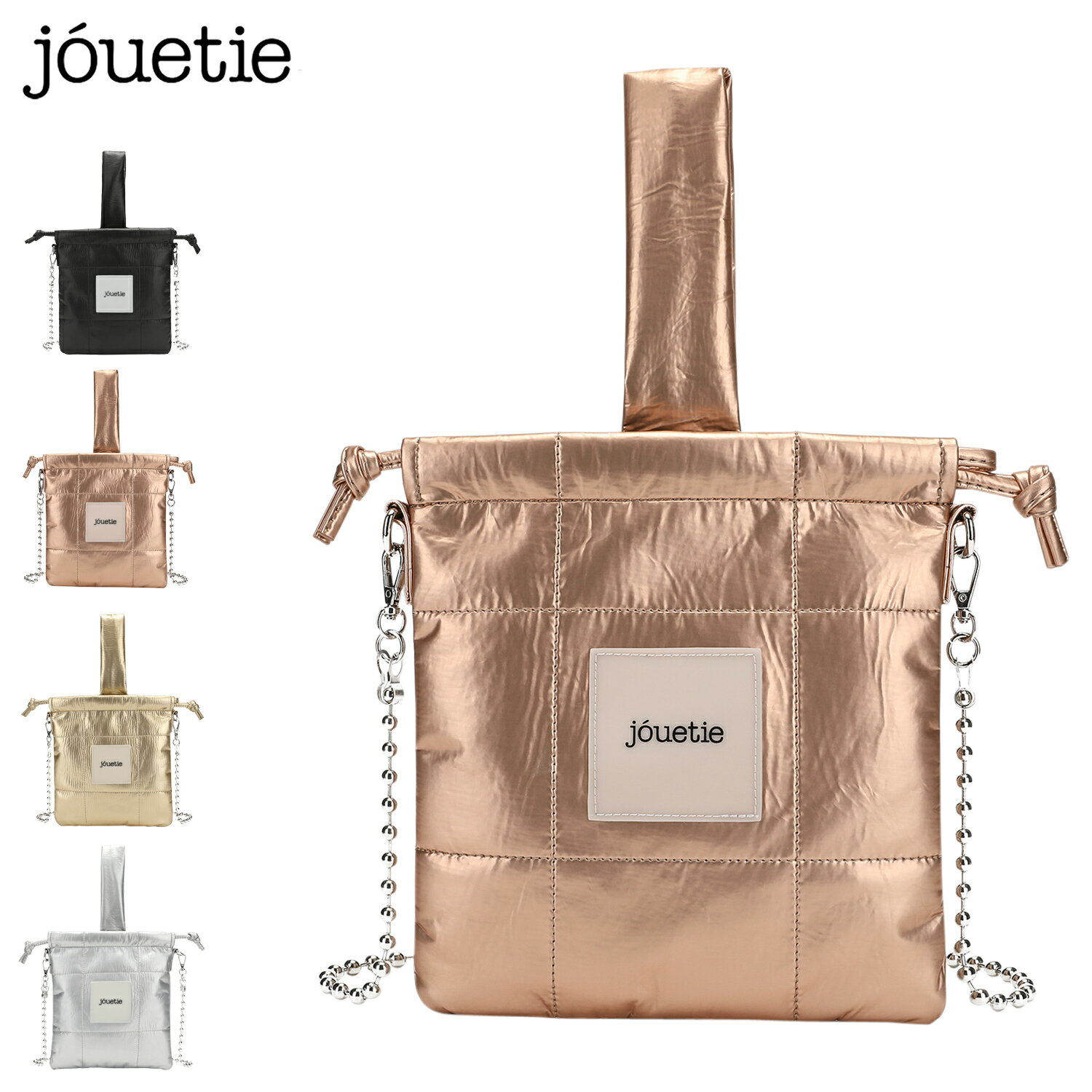 樂天商城 - jouetie ジュエティ ショルダーバッグ 巾着 レディース 斜めがけ メタリックPU キルティング SHOULDER BAG ブラック ピンク ゴールド シルバー 黒 81470B