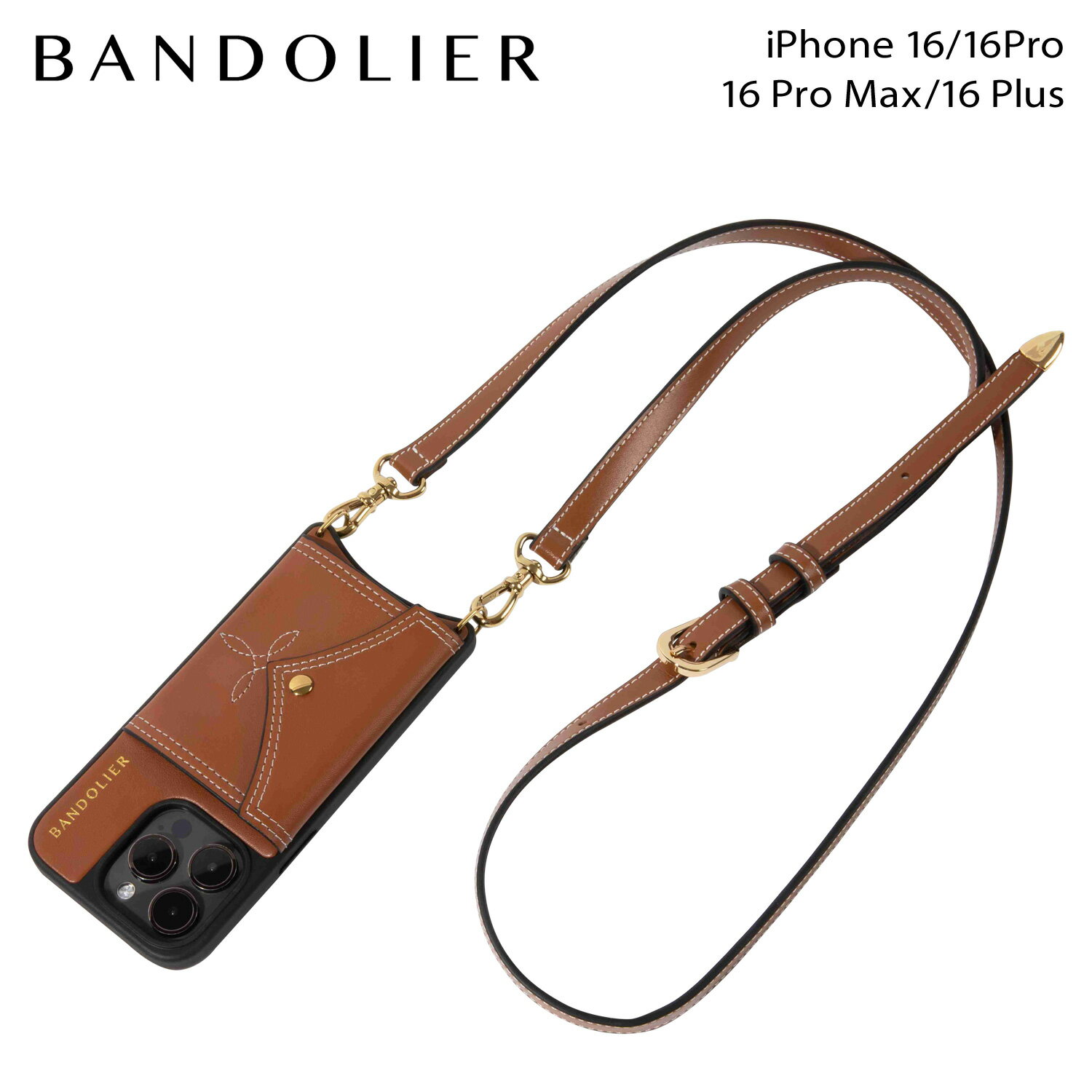 バンドリヤー BANDOLIER iphone16 16pro 16proMax 16Plus スマホケース スマホショルダー 携帯 アイフォン キャシディ サイドスロット シエンナ メンズ レディース CASSIDY SIDE SLOT SIENNA ブラウン 14CSD