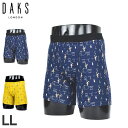 ダックス DAKS ボクサーパンツ 下着 インナー アンダーウェア メンズ 前閉じ LL メンズ下着 男性 ネイビー イエロー SLBX-02
