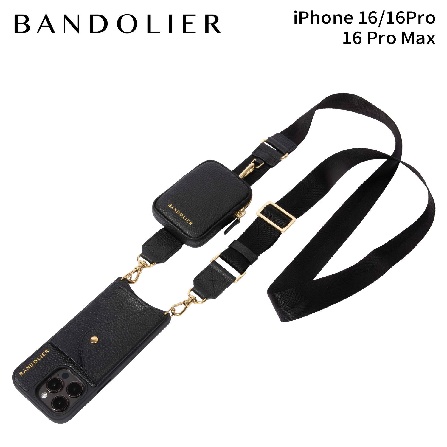 バンドリヤー BANDOLIER スマホショルダー スマホケース iPhone16 16Pro iPhone 16 Pro Max アイフォン ボディ キーポーチ セット ゴールド メンズ レディース BODIE KEY POUCH SET GOLD ブラック 黒 14BOD