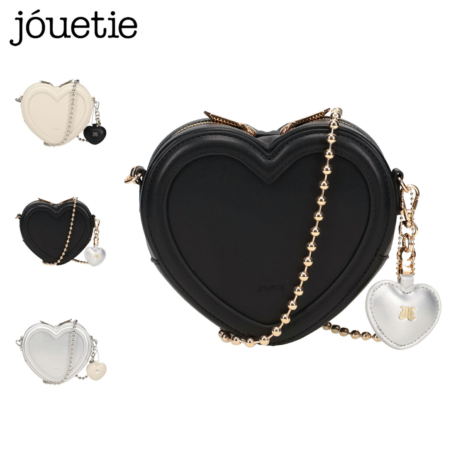 【最大1000円OFFクーポン発行中】 jouetie ジュエティ バッグ ショルダーバッグ レディース 斜めがけ 軽量 ハート型 コンパクト ブラック ホワイト シルバー 黒 白 JUT-82080B